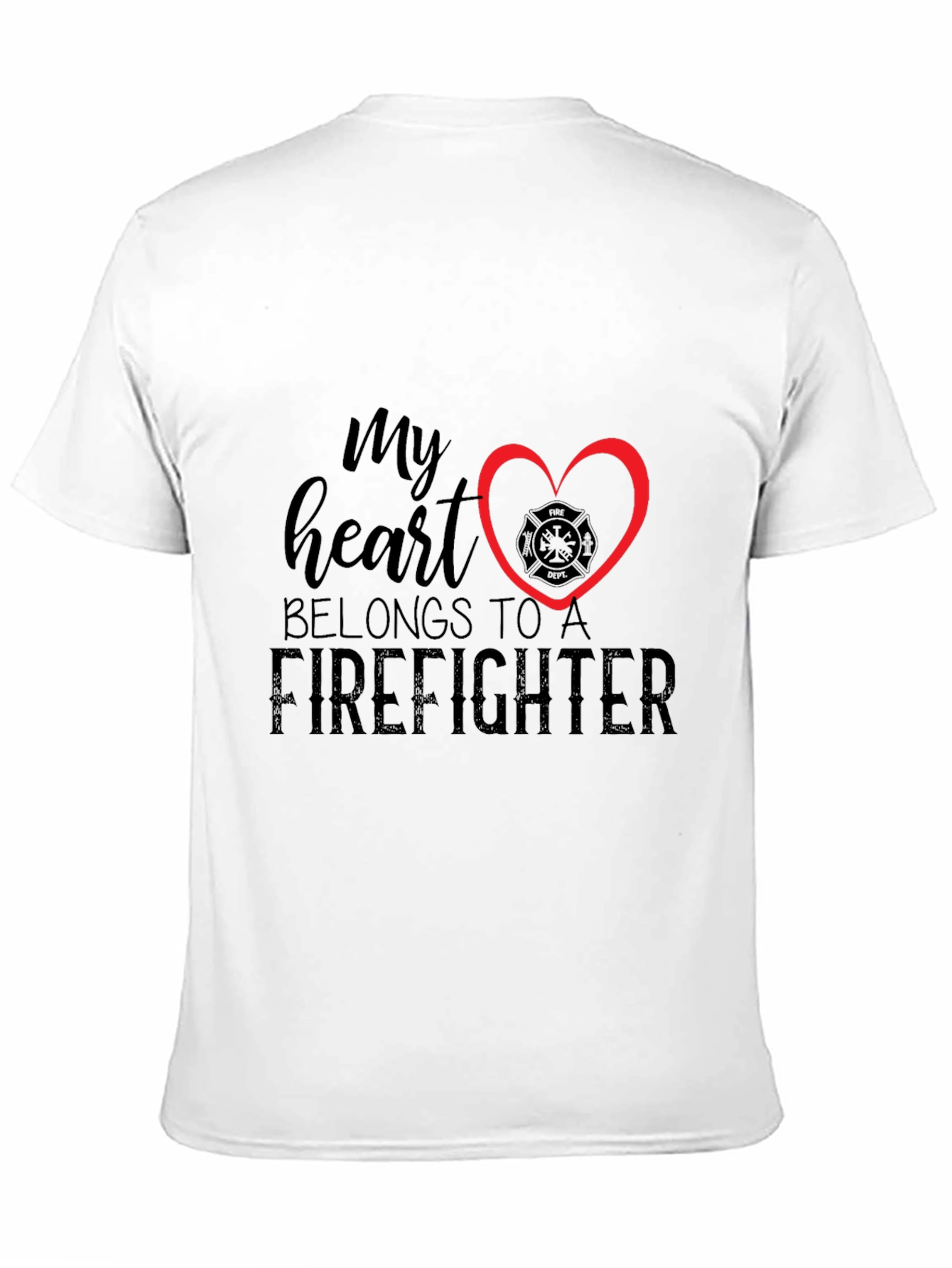 Black Firefighter Heart T-Shirt - Black view 11