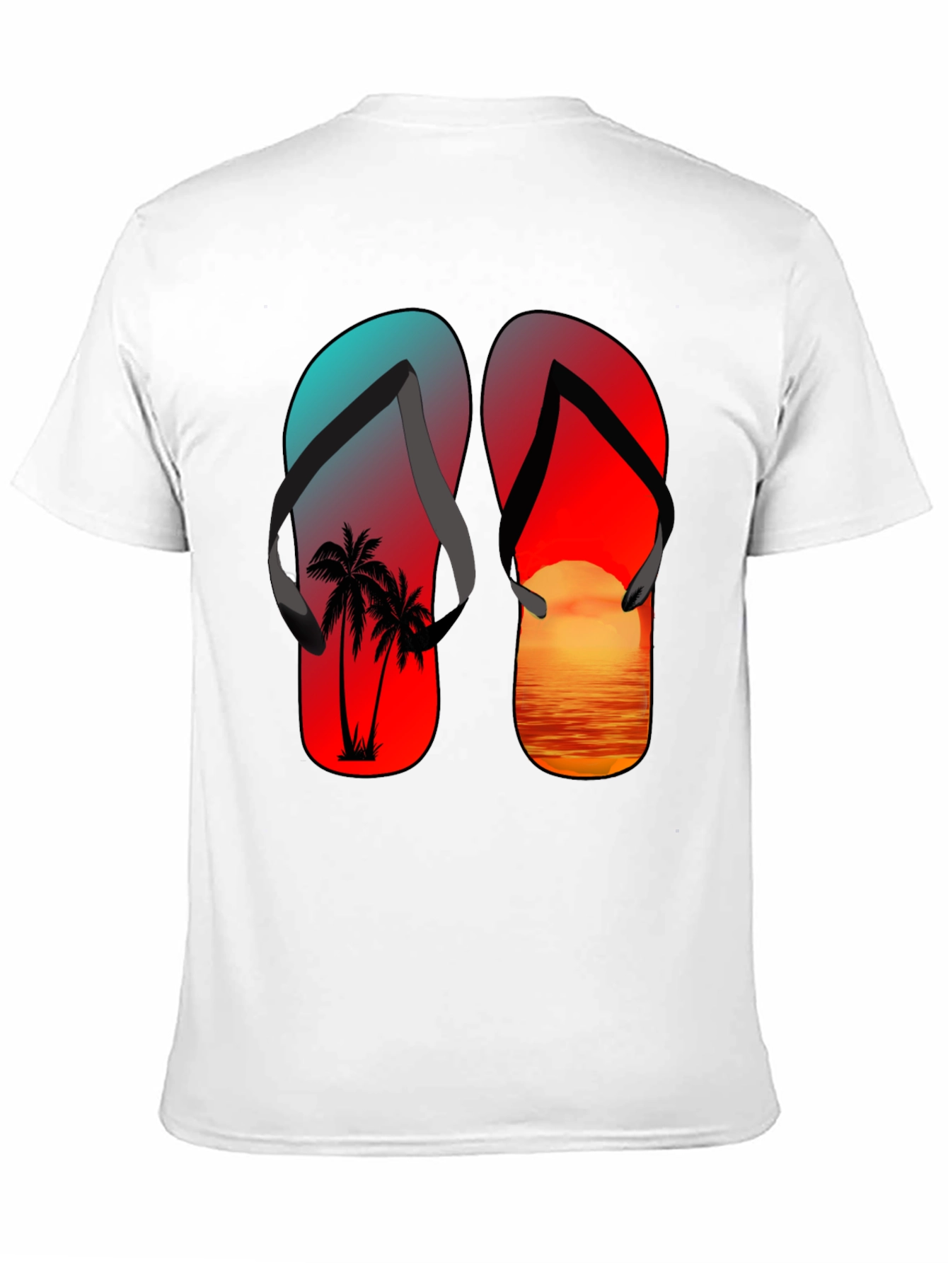 Black Tropical Flip Flop Sunset T-Shirt view 11