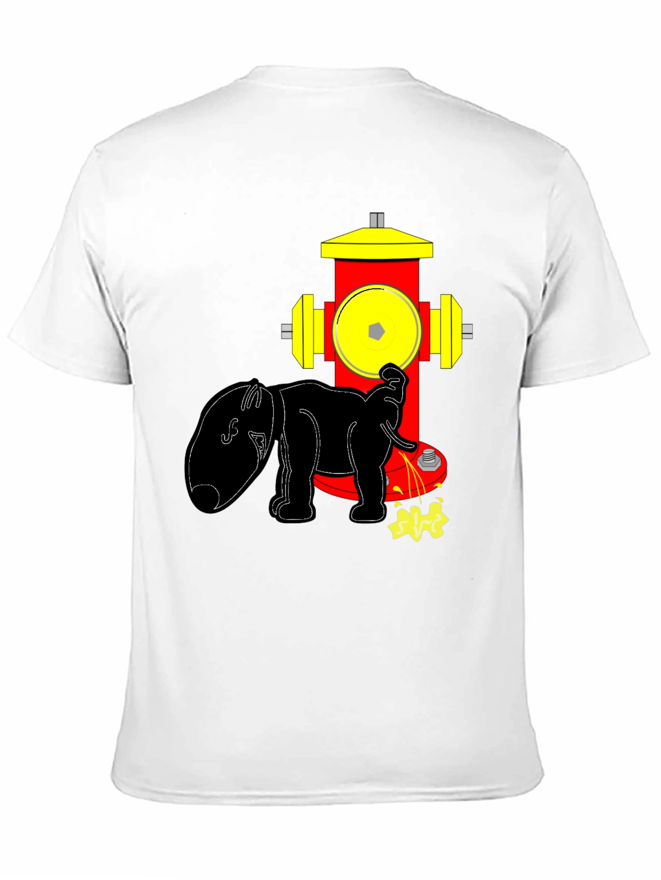 Black Funny Elephant Peeing on Fire Hydrant Black T-Shirt view 11
