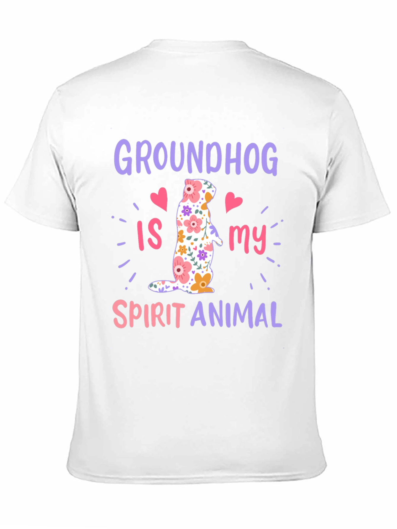 Black Groundhog Spirit Animal T-Shirt Funny Floral Design view 11
