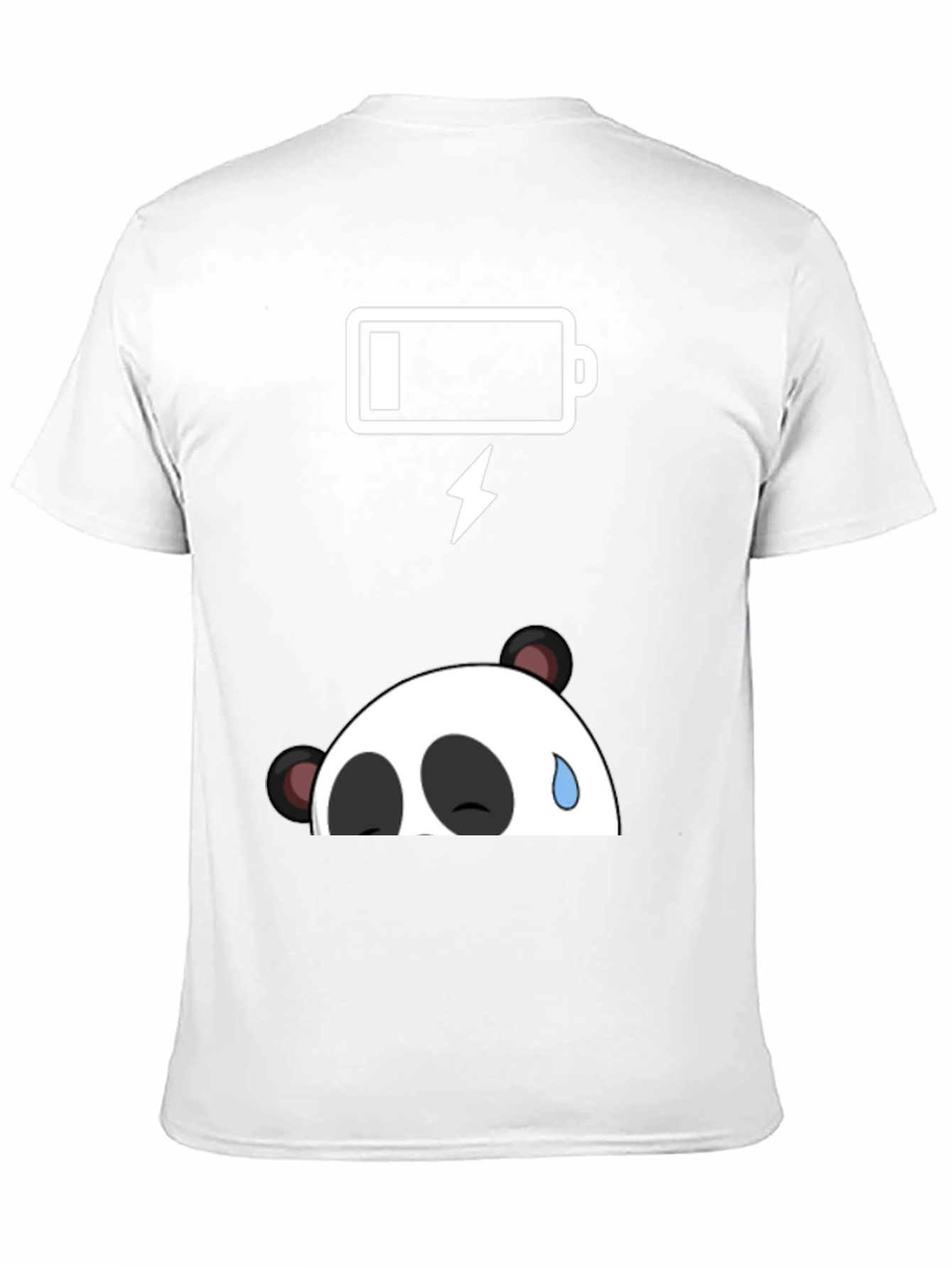 Black Funny Panda Low Battery Graphic Tee - Black Cotton T-Shirt view 11