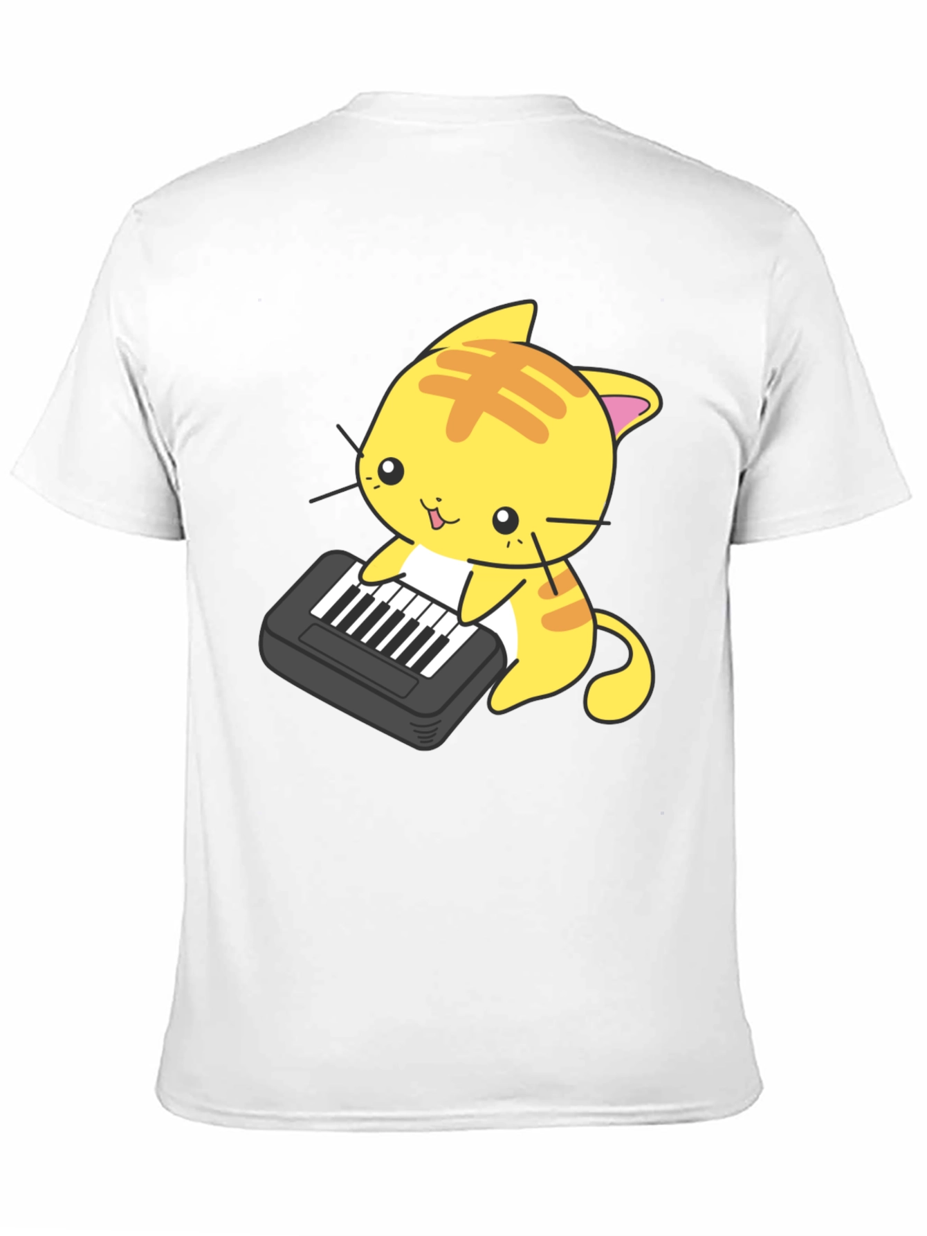 Black Cute Cat Keyboard T-Shirt view 11
