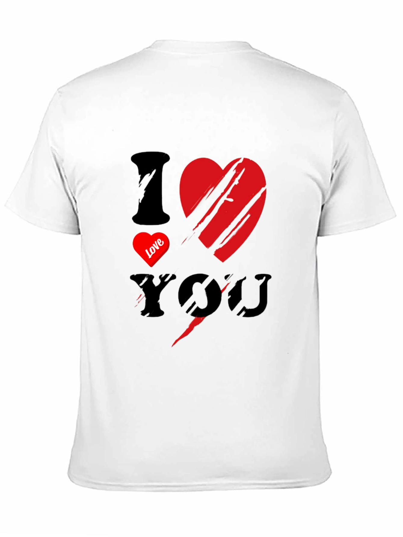 Black I Love You Graphic Print Men's Black T-Shirt view 11