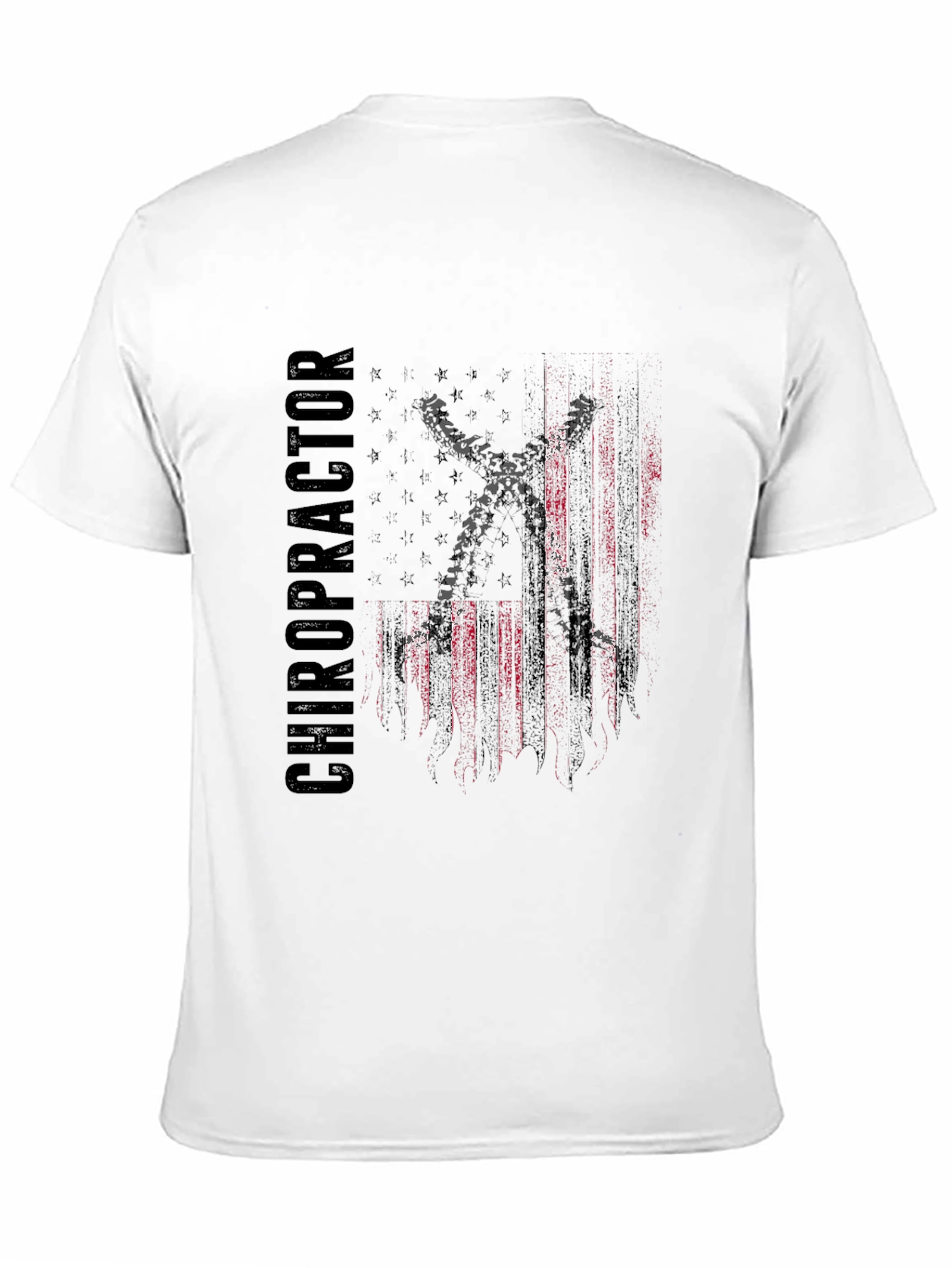 Black Chiropractor USA Flag Graphic T-Shirt view 11