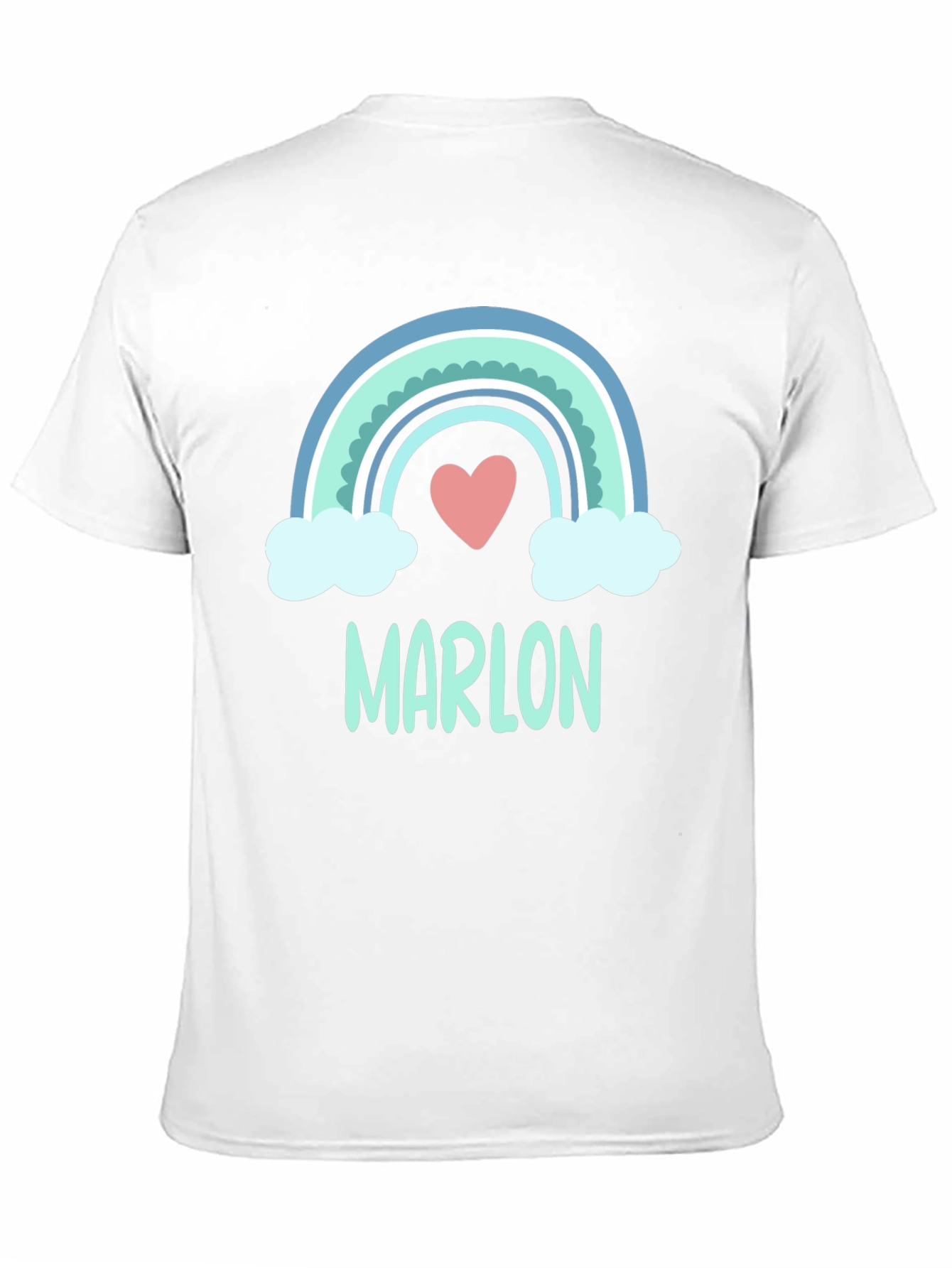 Black Personalized 'Marlon' Rainbow Heart T-Shirt view 11