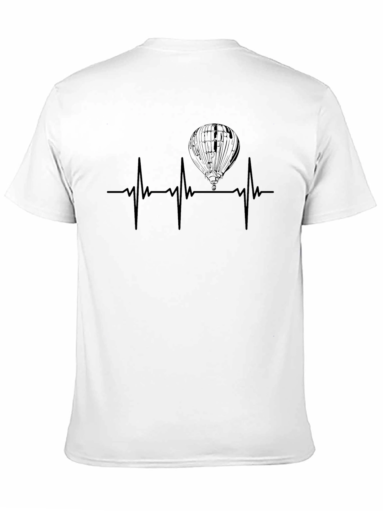 Black Heartbeat Hot Air Balloon T-Shirt - Black, Unique Design view 11