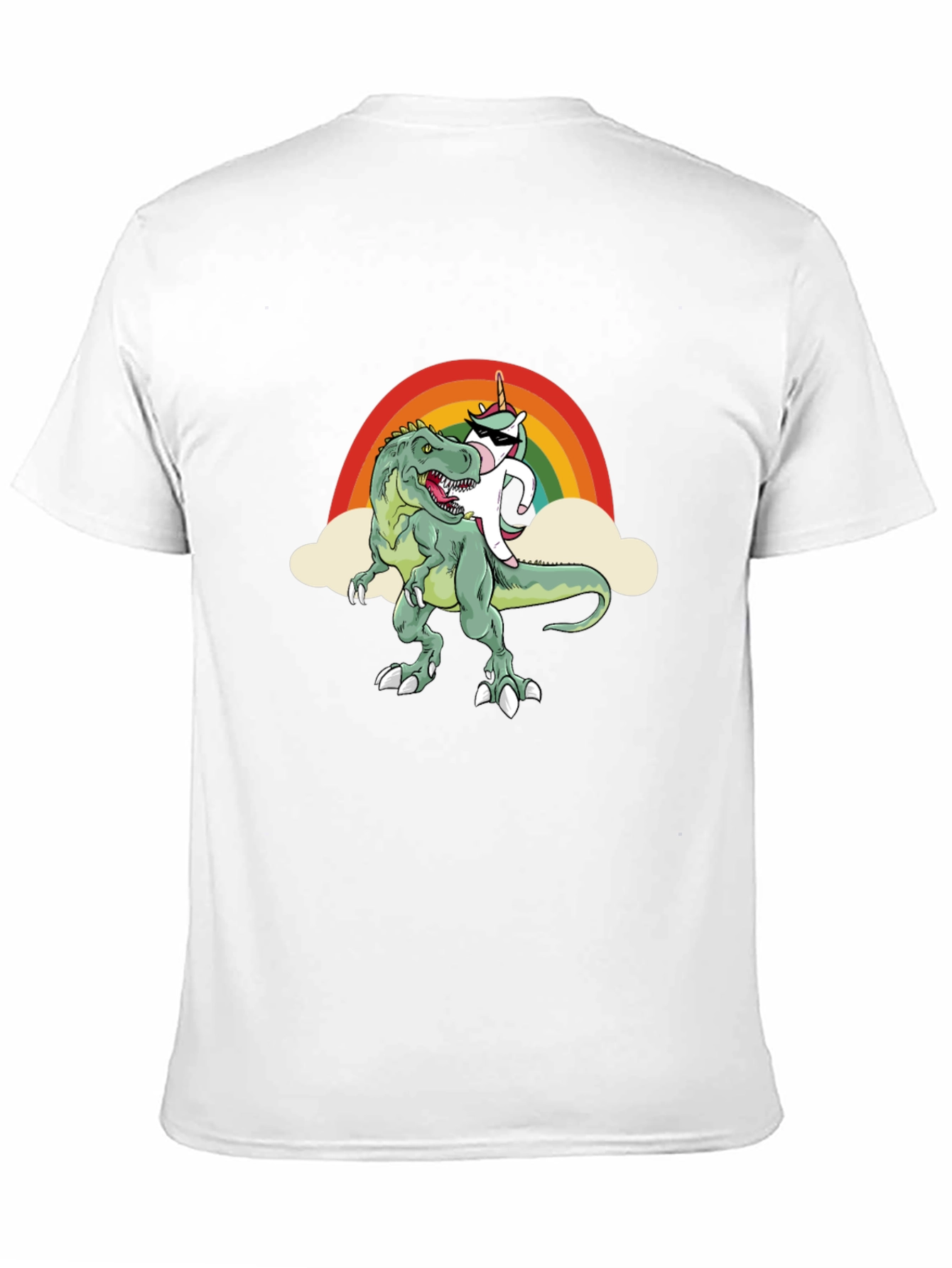 Black Unicorn Riding Dinosaur T-Shirt Funny Tee view 11