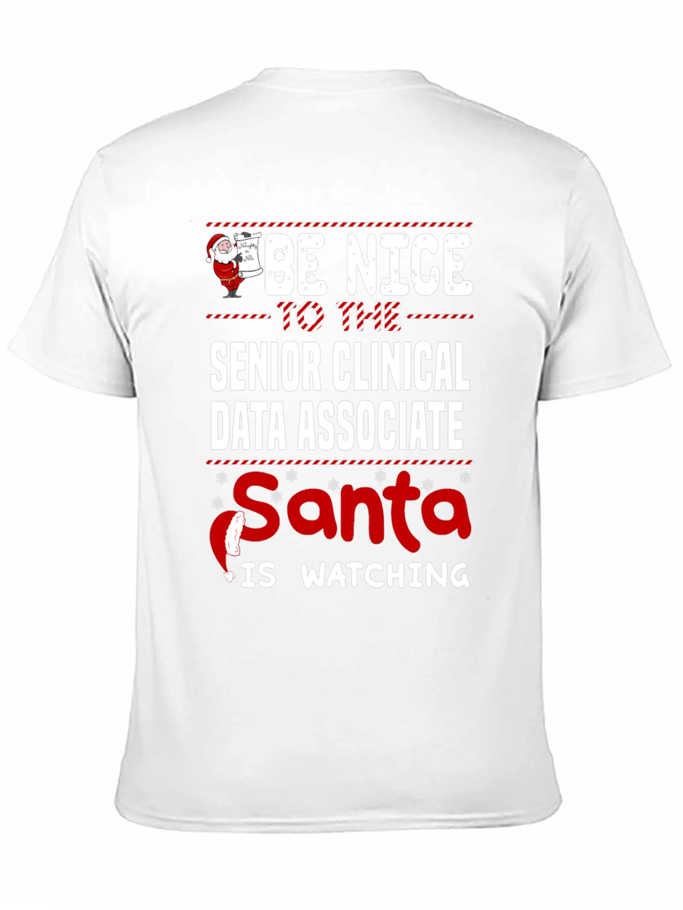 Black Senior Clinical Data Associate Santa Christmas T-Shirt view 11