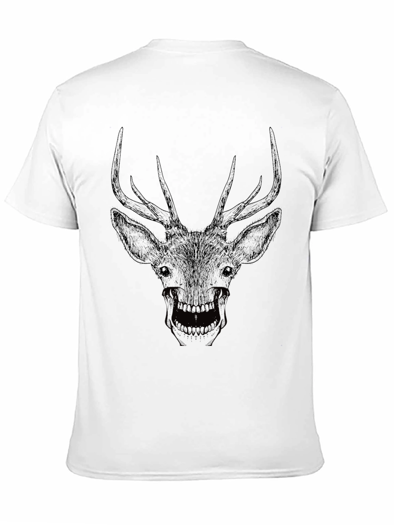 Black Men's Black Deer Skull Graphic Tee view 11