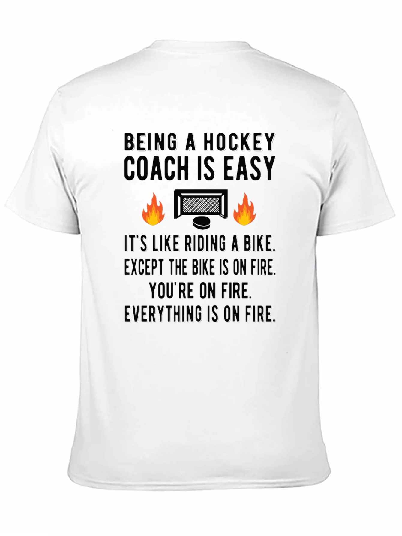 Black Hockey Coach T-Shirt - Funny On Fire Design view 11