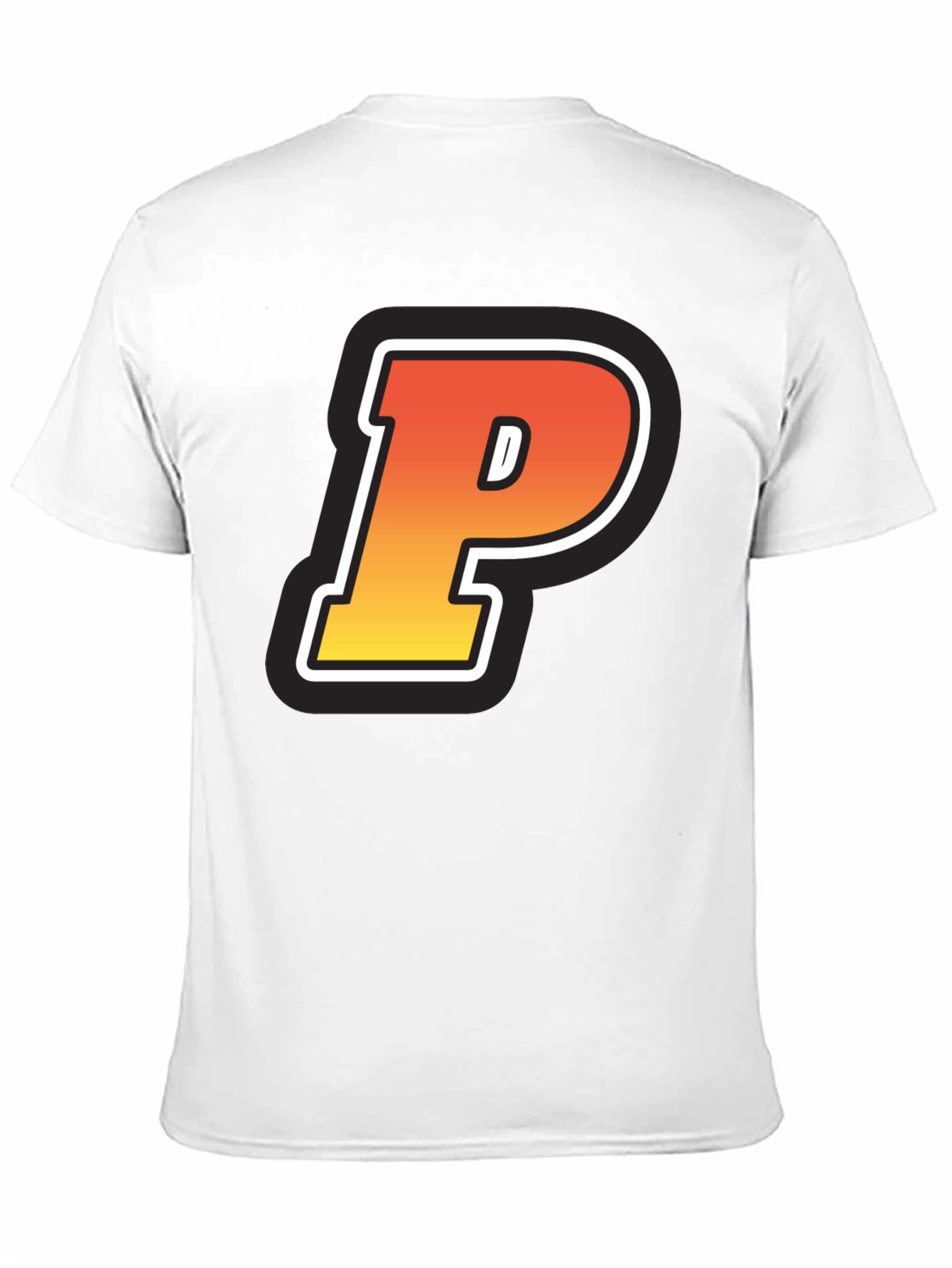 Black Retro P Letter T-Shirt - Black Cotton Tee view 11