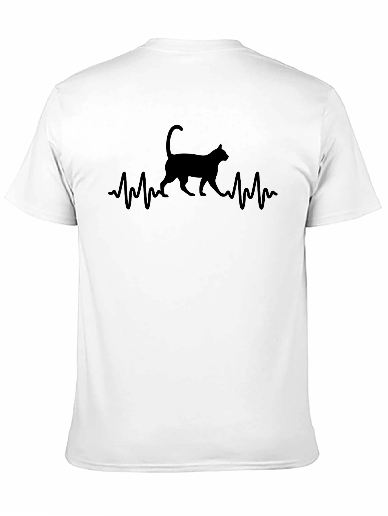 Black Cat Lover T-Shirt - Heartbeat Cat Design view 11