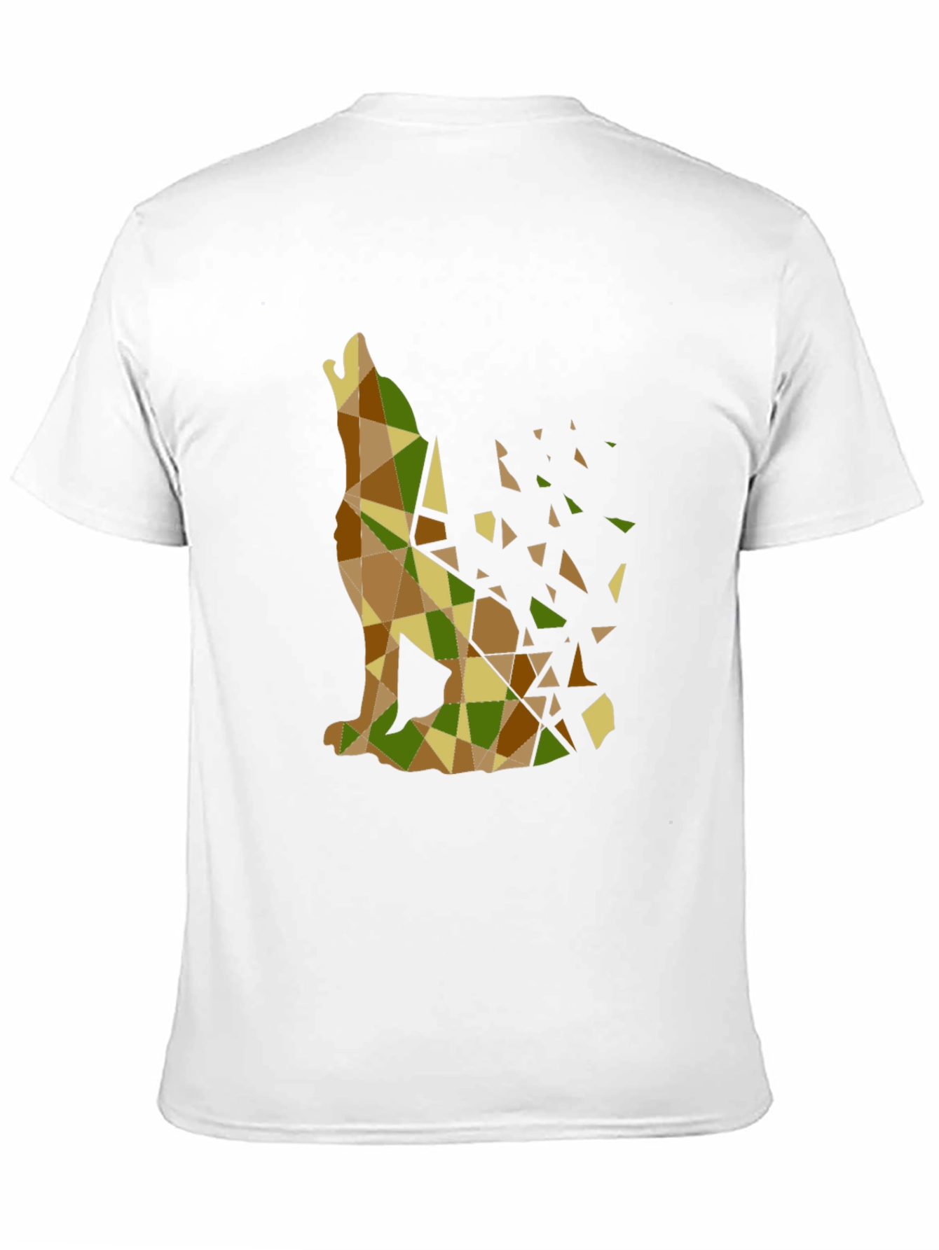 Black Geometric Wolf Print Black T-Shirt view 11