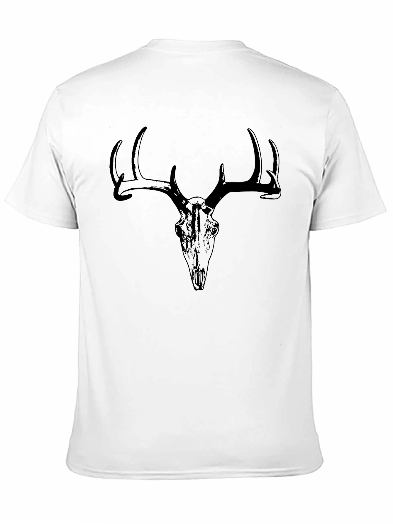 Black Men's Black T-Shirt with Deer Skull Graphic view 11