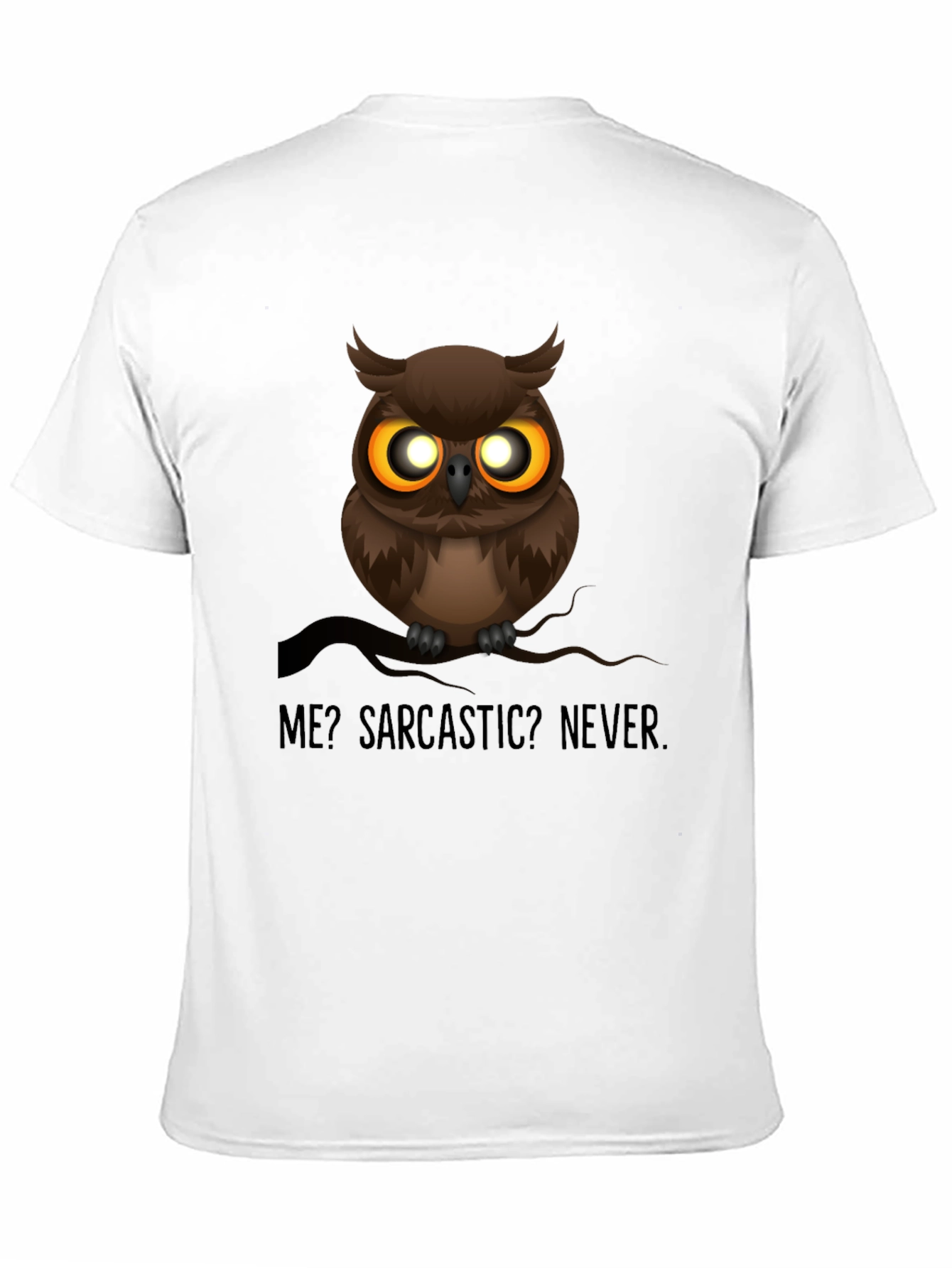 Black Sarcastic Owl Graphic T-Shirt - Men's Black Crew Neck view 11