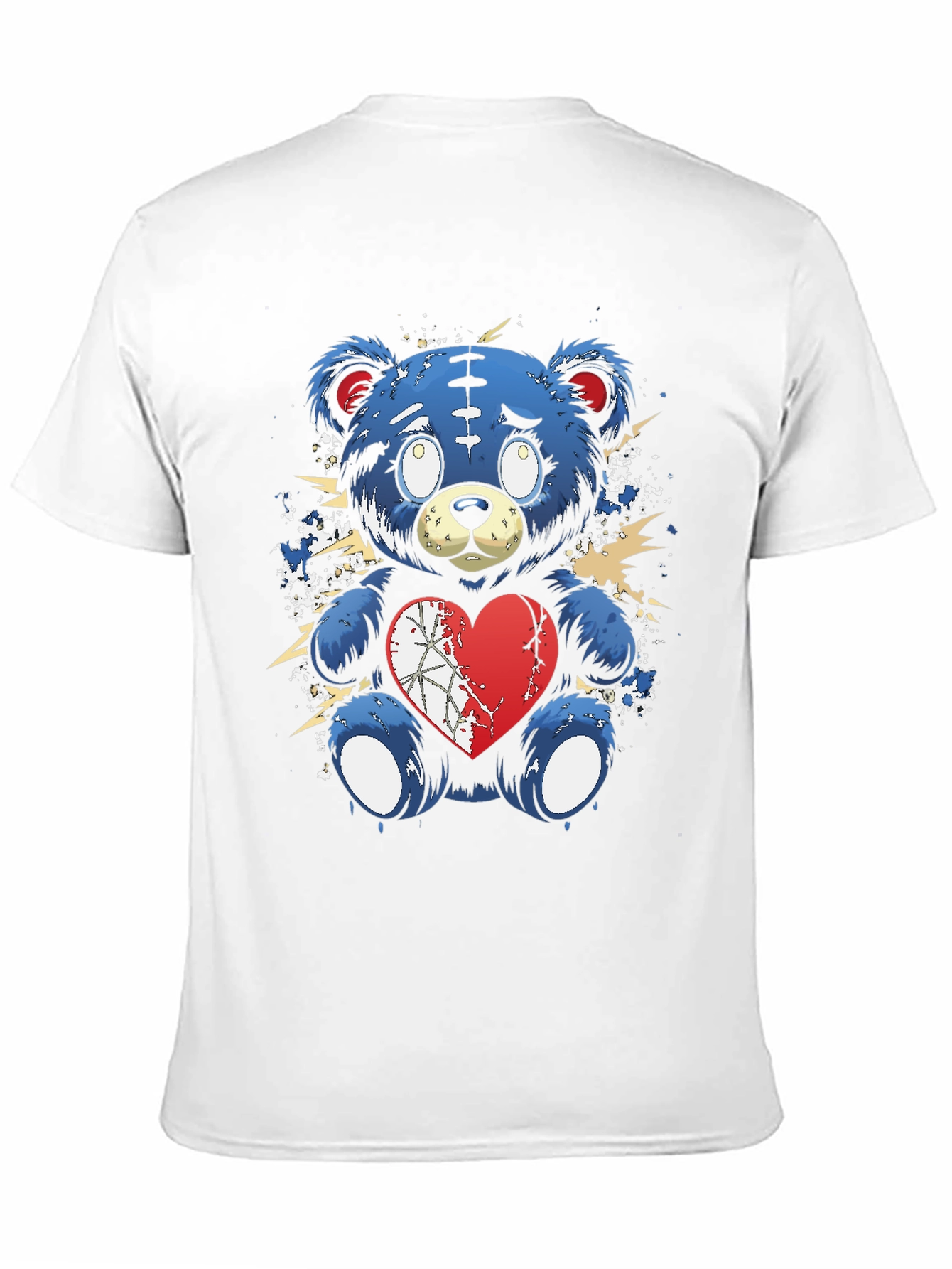 Black Broken Heart Teddy Bear Graphic Tee - Black view 11