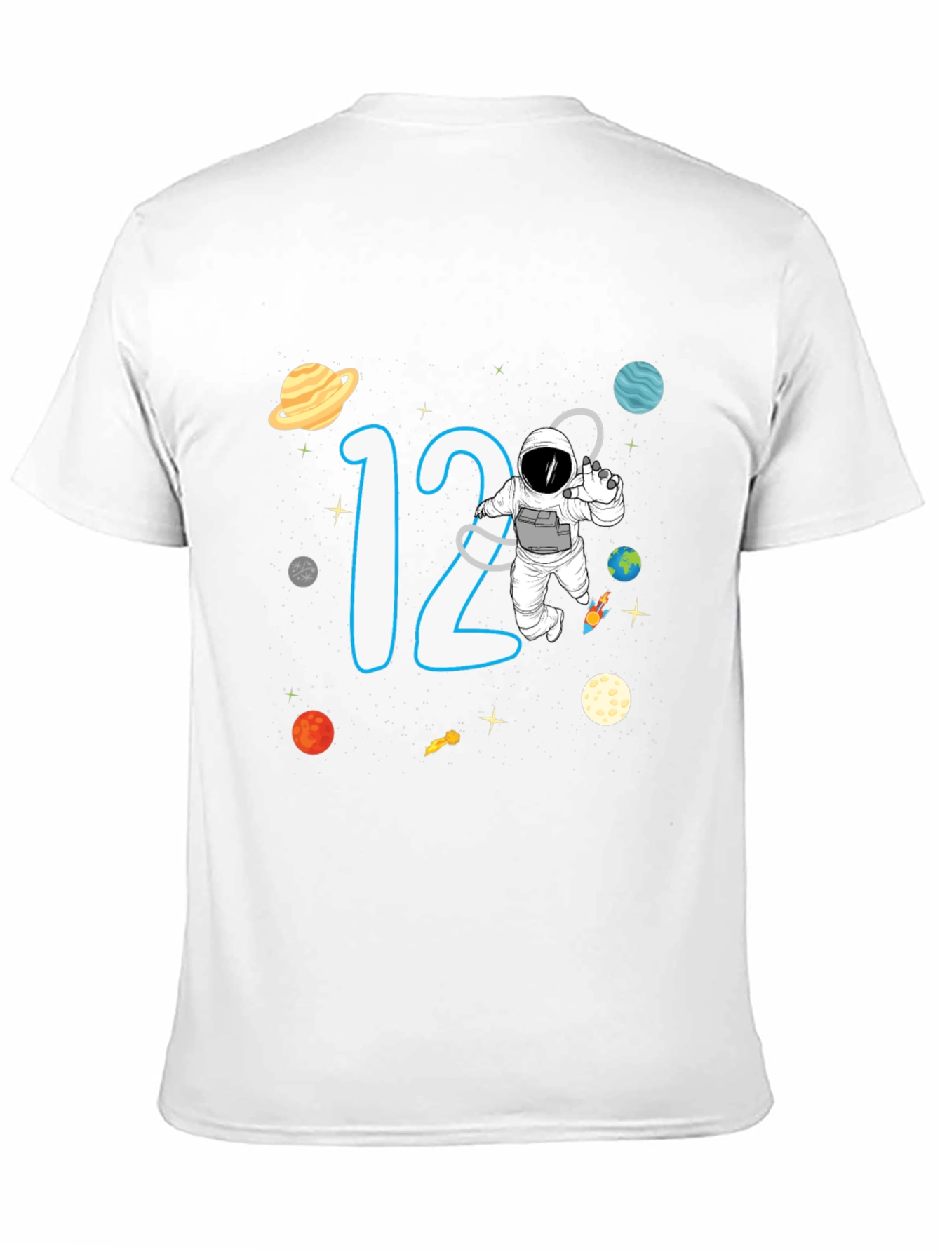 Black 12th Birthday Space Adventure T-Shirt view 11