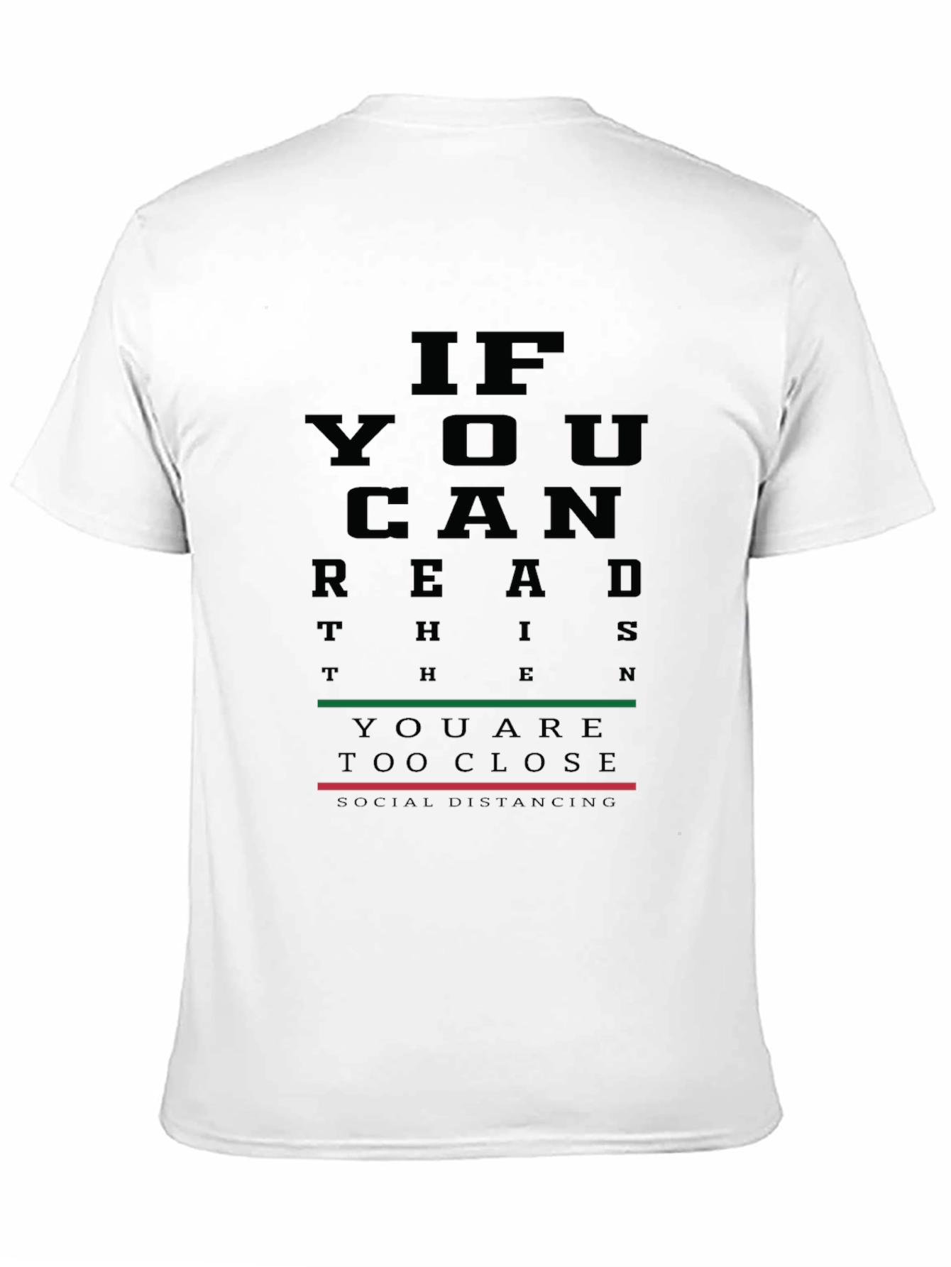 Black Funny Social Distancing T-Shirt - Eye Chart Design view 11