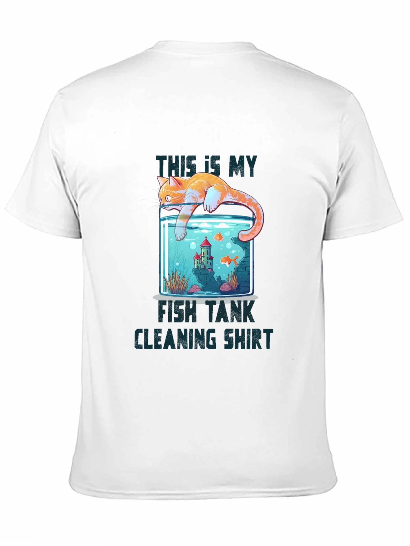 Black Cat Fish Tank Cleaning T-Shirt view 11