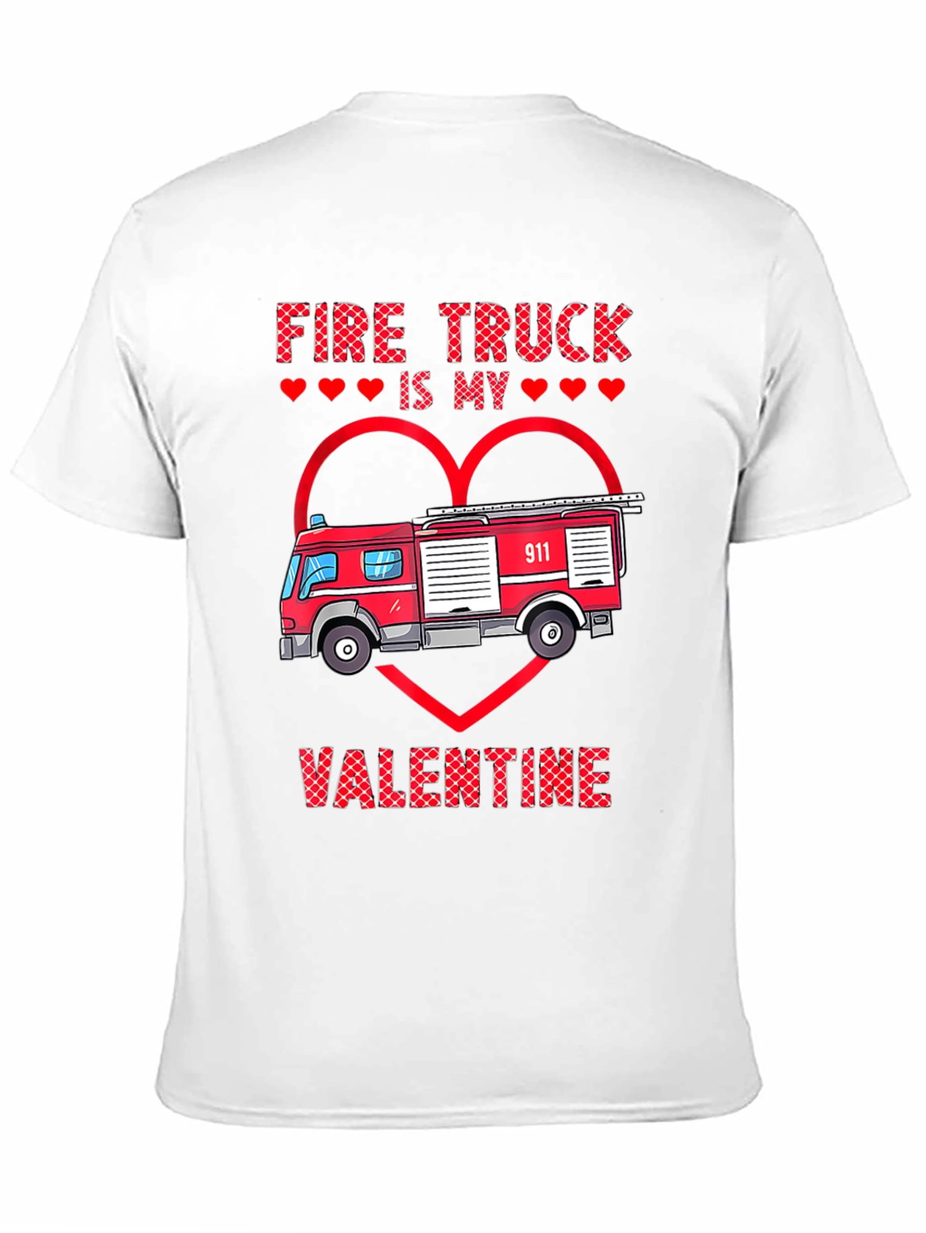 Black Fire Truck Valentine's Day Graphic Tee view 11