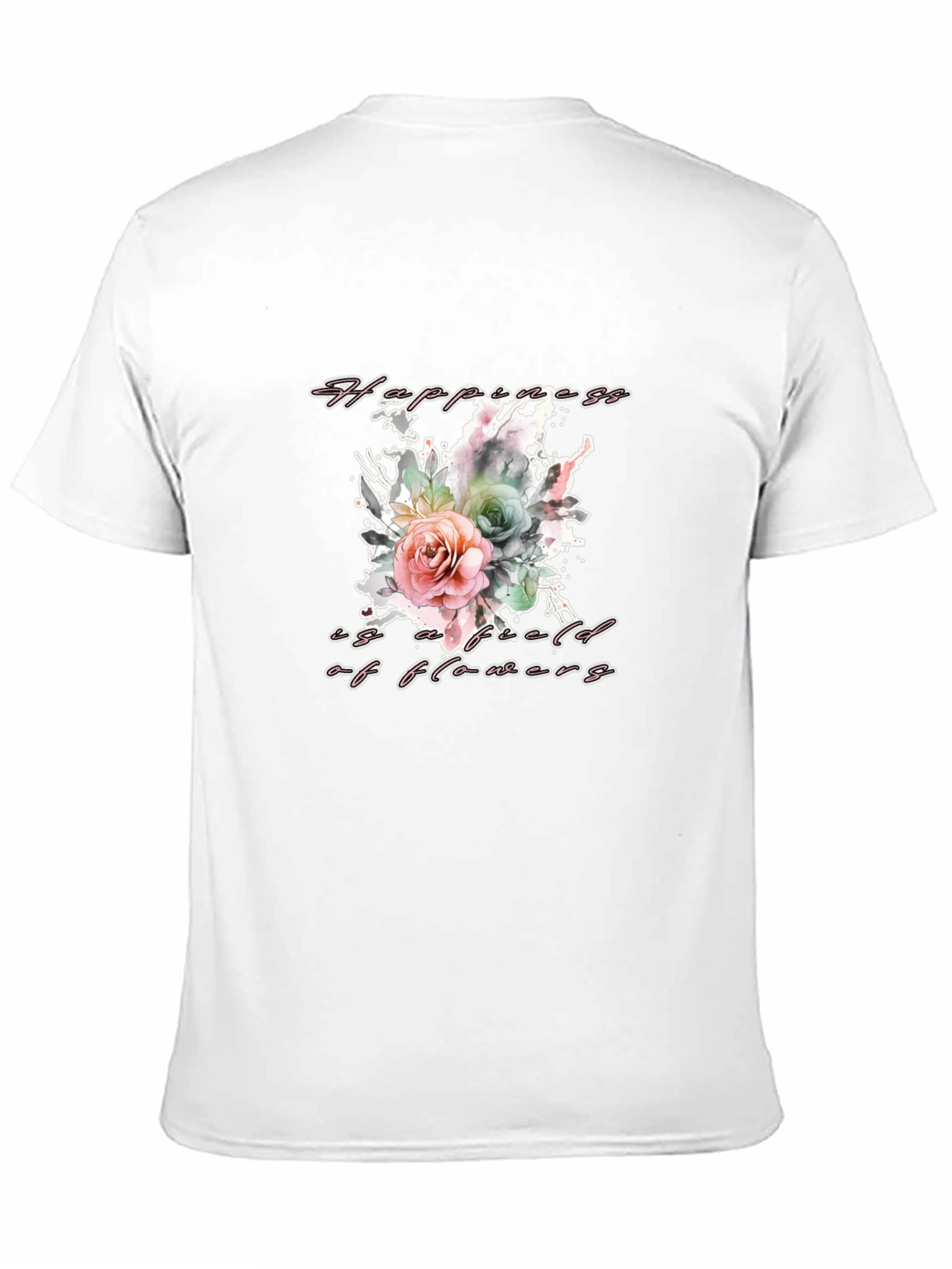 Black Floral Happiness T-Shirt - Stylish & Comfortable view 11