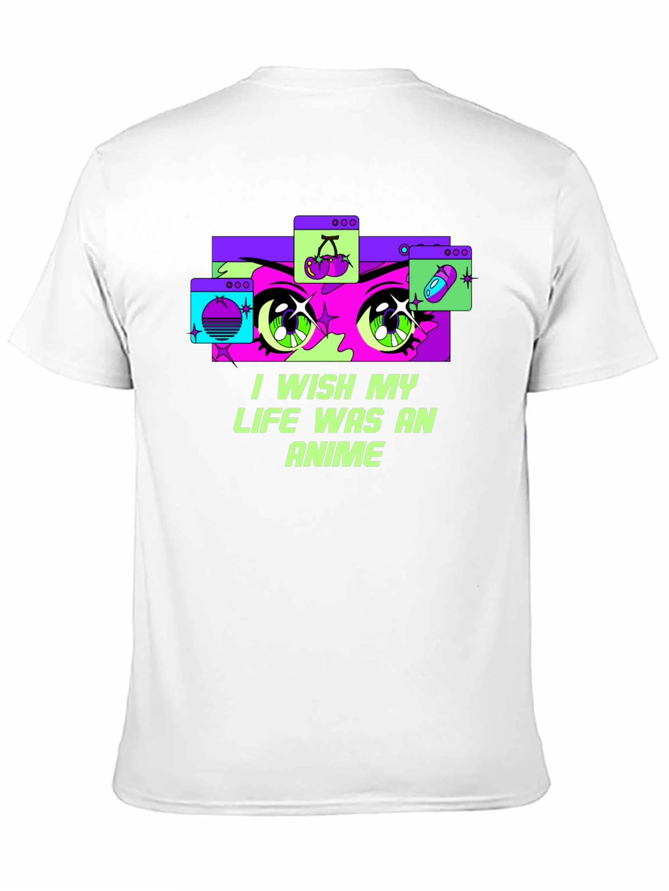 Black I Wish My Life Was Anime Graphic T-Shirt view 11