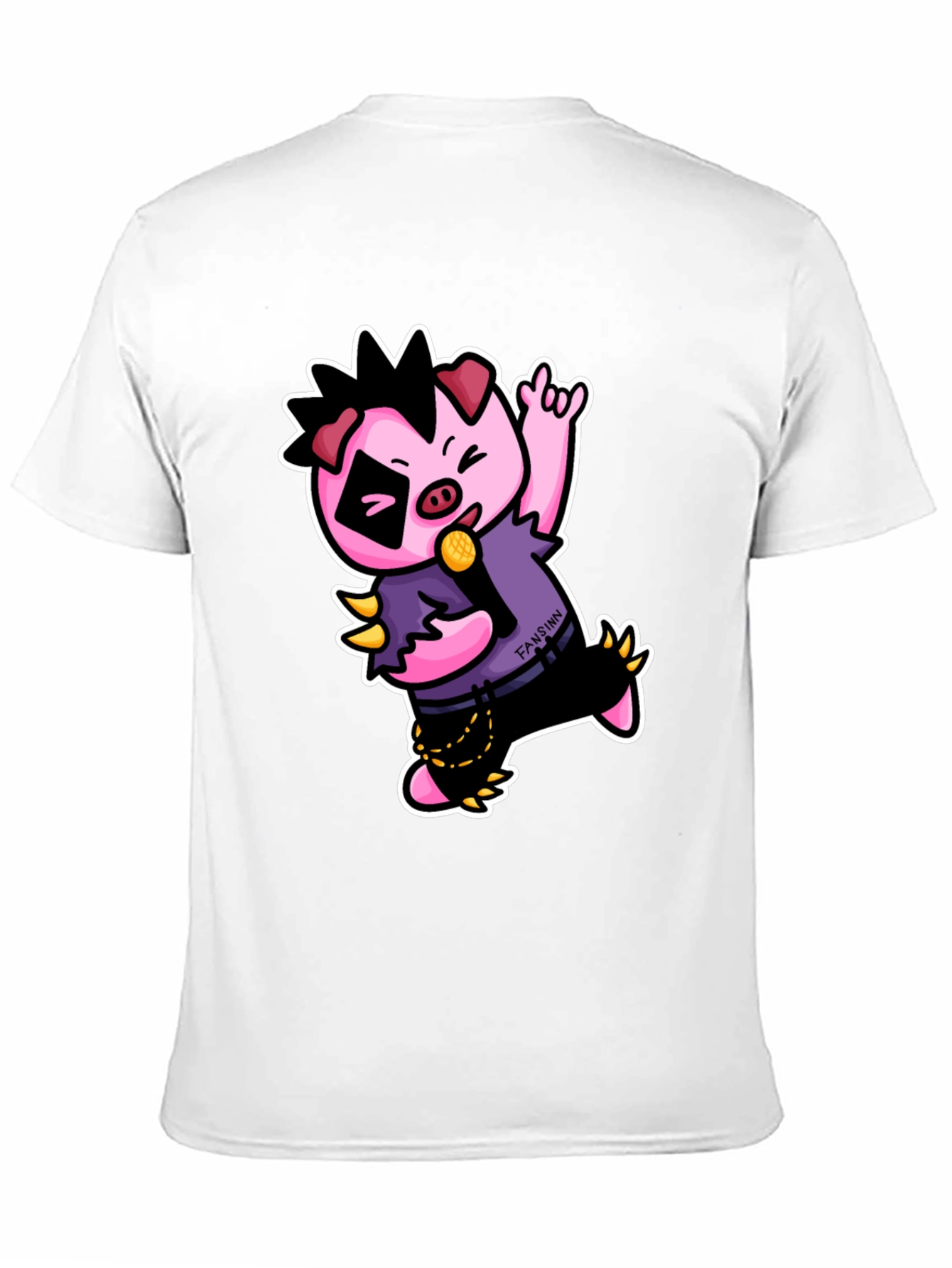 Black Cool Punk Pig T-Shirt - Black view 11