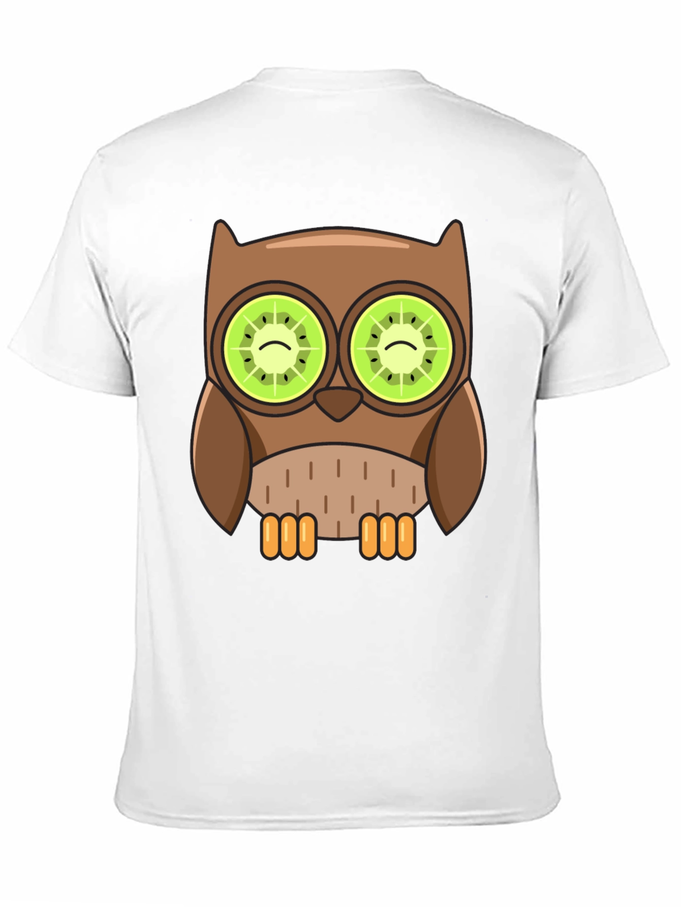 Black Whimsical Owl T-Shirt with Kiwi Eyes Design view 11