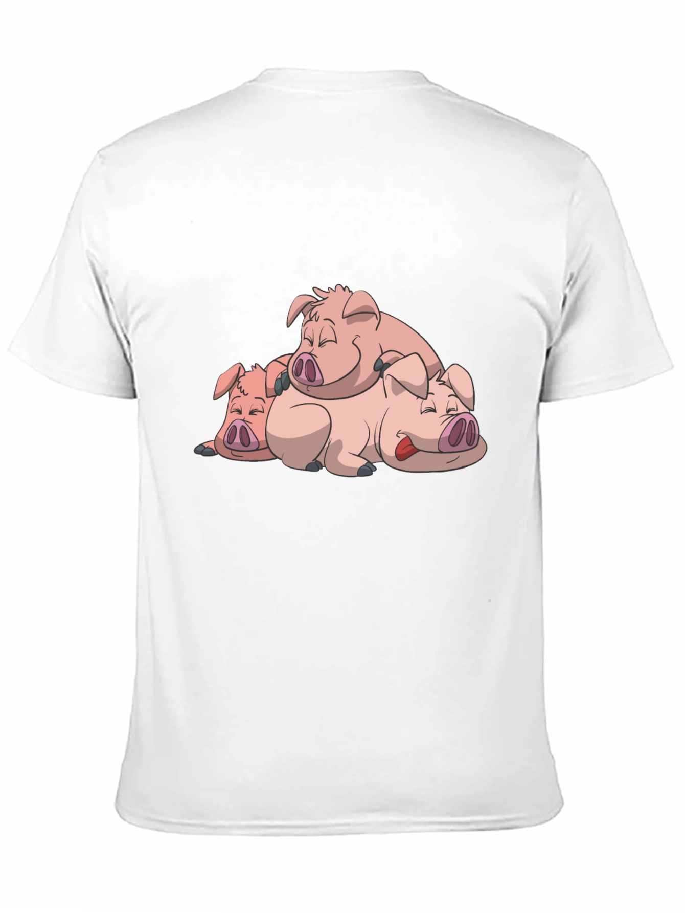 Black Cute Sleeping Pigs Black T-Shirt view 11