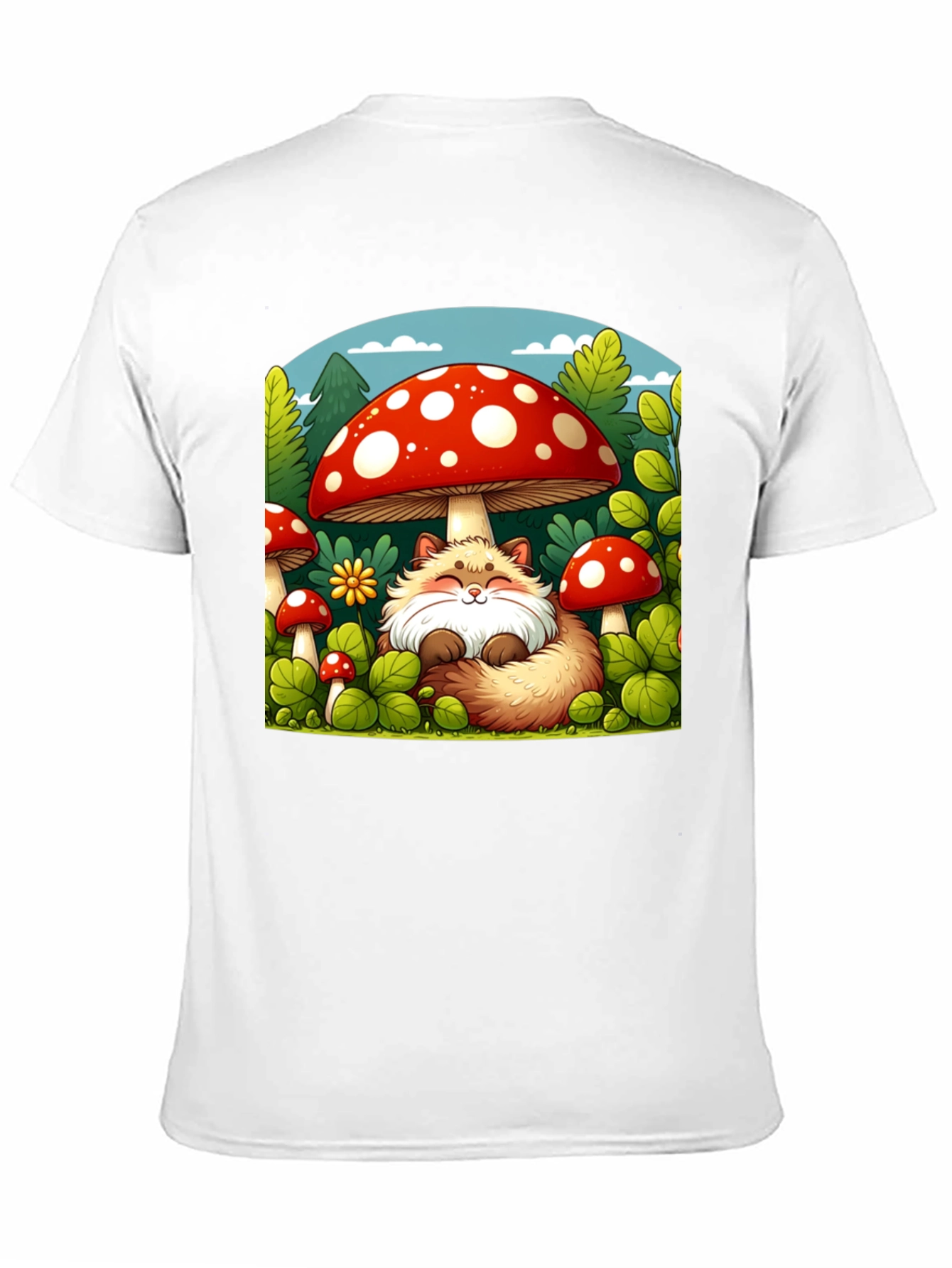 Black Whimsical Fox & Mushroom Graphic T-Shirt view 11