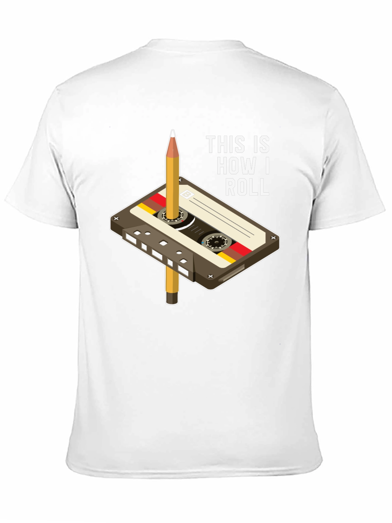 Black Retro Cassette Tape & Pencil T-Shirt - This Is How I Roll view 11