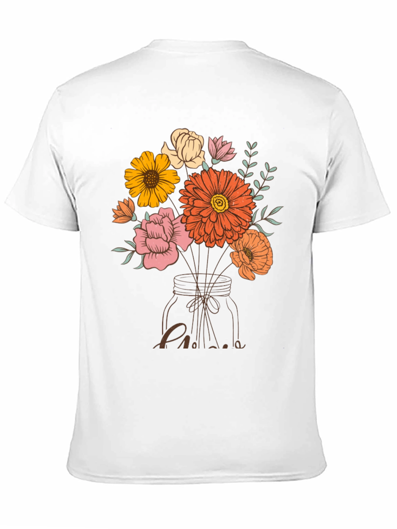 Black Floral Bouquet in Mason Jar Graphic Tee view 11