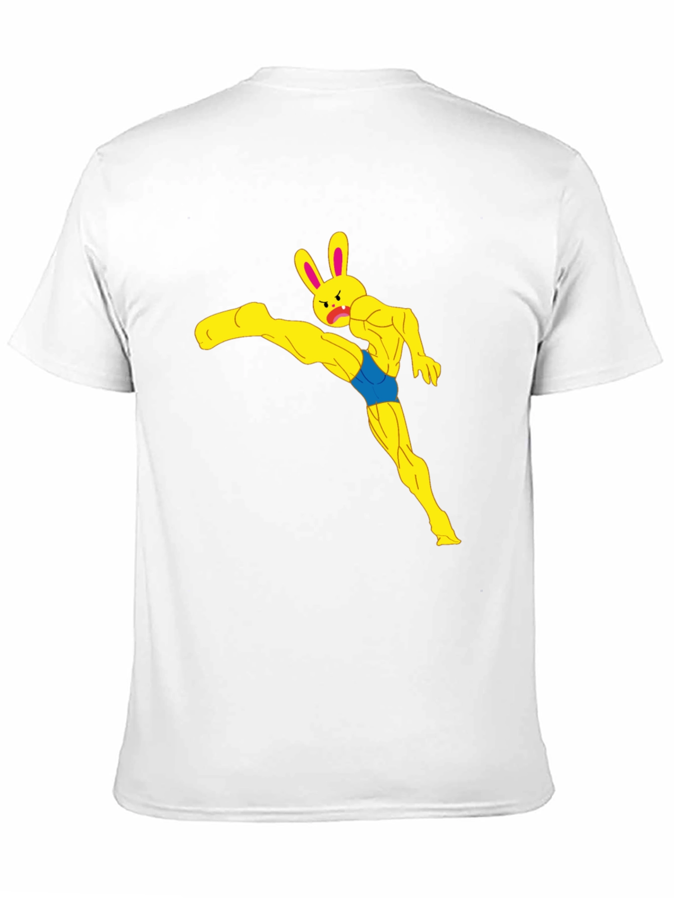 Black Funny Muscle Bunny Graphic Tee - Black view 11