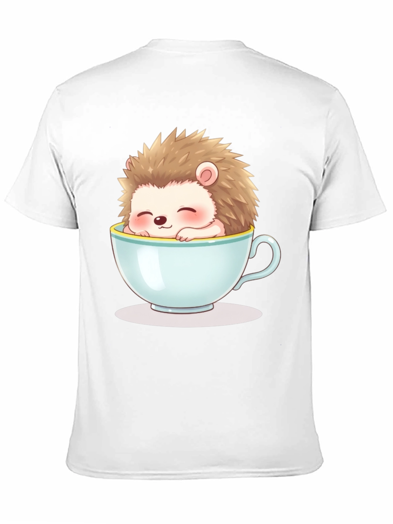 Black Cute Hedgehog in Teacup Graphic Tee - Unisex view 11