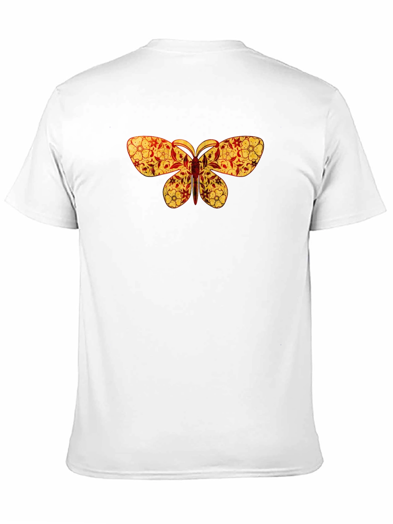 Black Floral Butterfly Print Black T-Shirt view 11