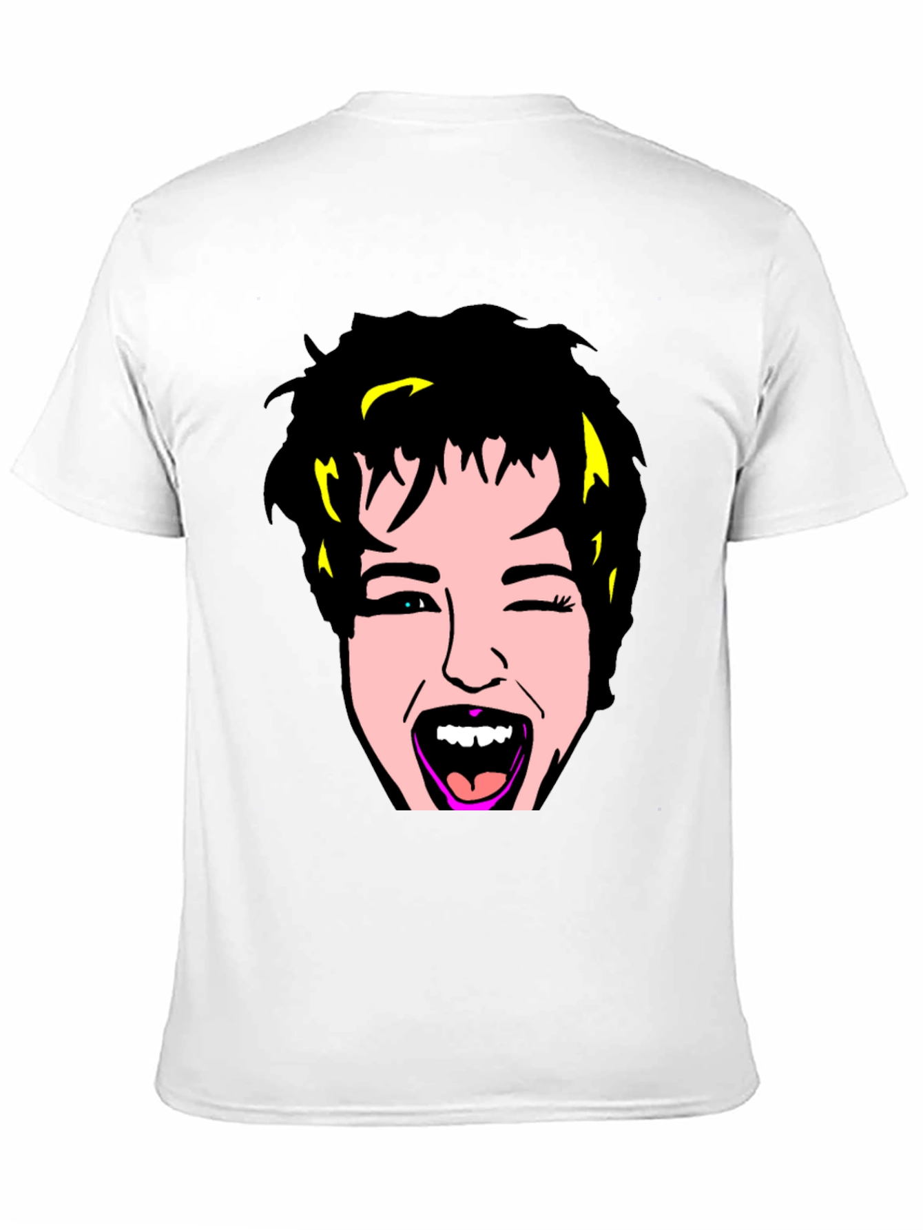 Black Winking Face Graphic Tee - Black Cotton Blend view 11