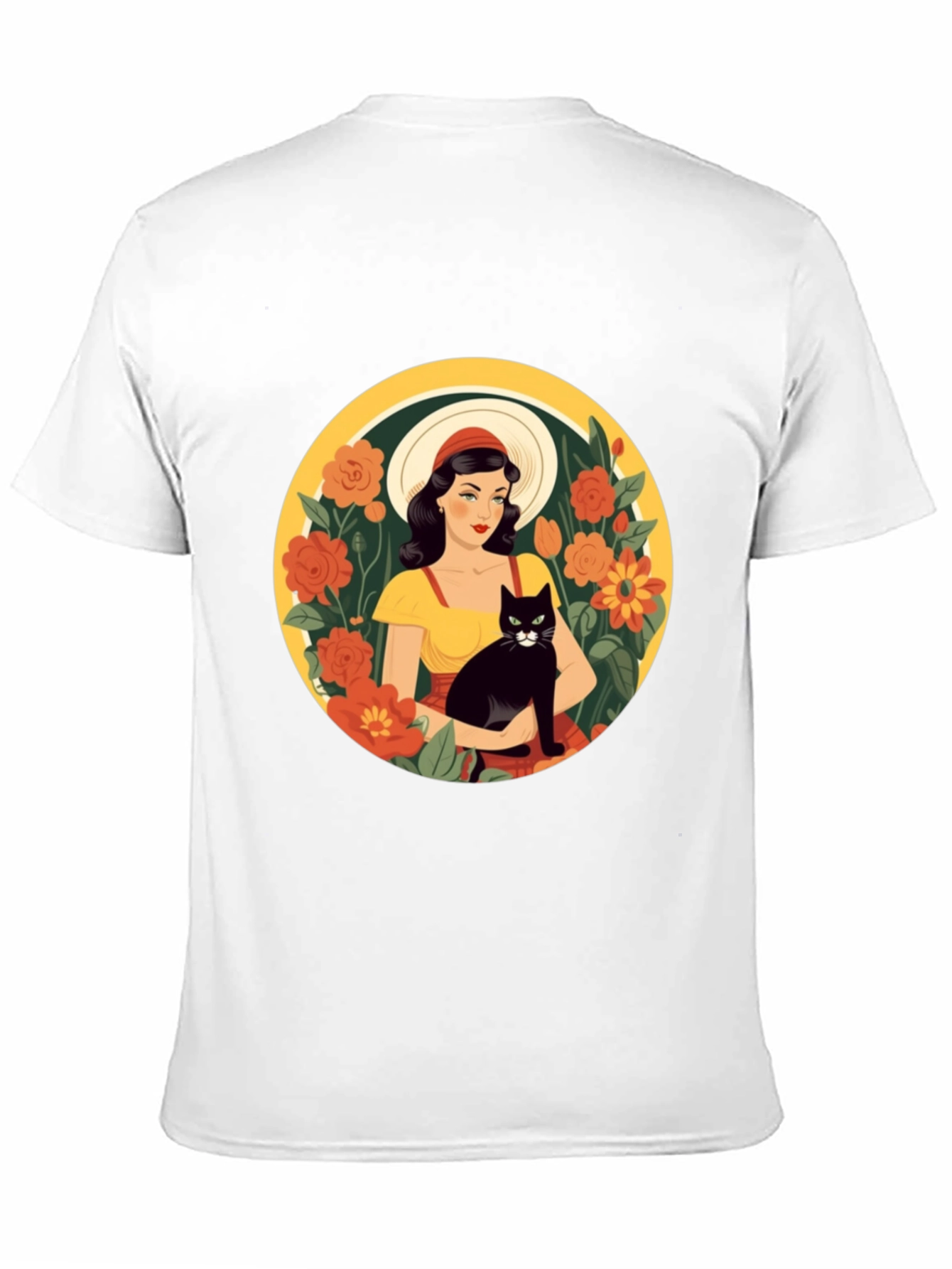 Black Woman with Cat T-Shirt - Retro Style view 11