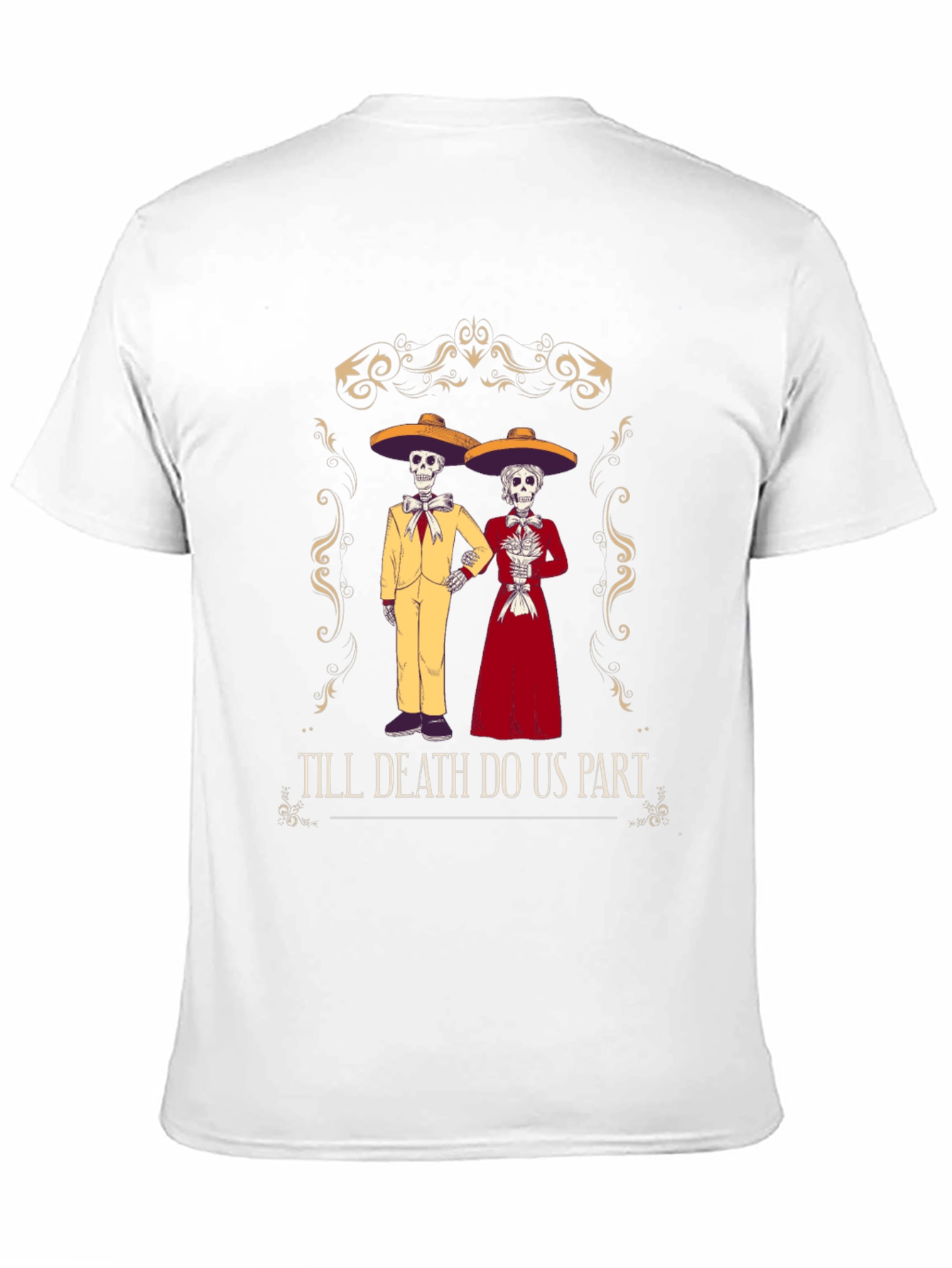 Black Till Death Do Us Part Skeleton Couple T-Shirt view 11