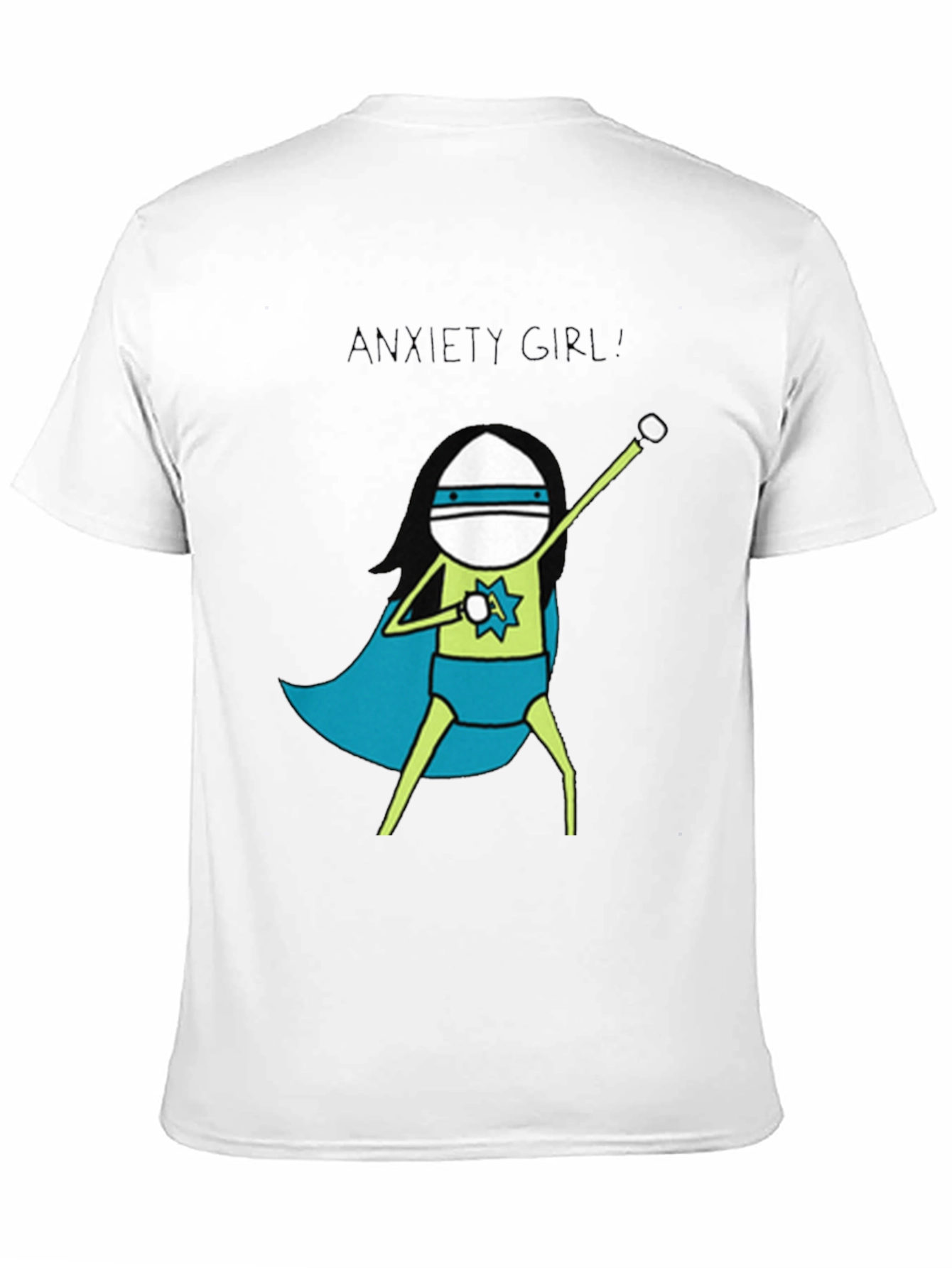 Black Anxiety Girl T-Shirt - Super Hero Graphic Tee view 11