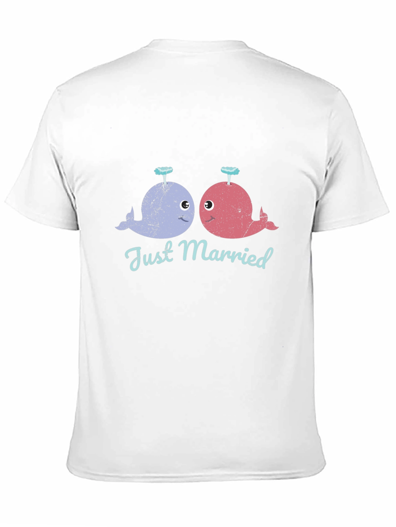 Black Just Married Whale T-Shirt - Cute Couple Tee view 11