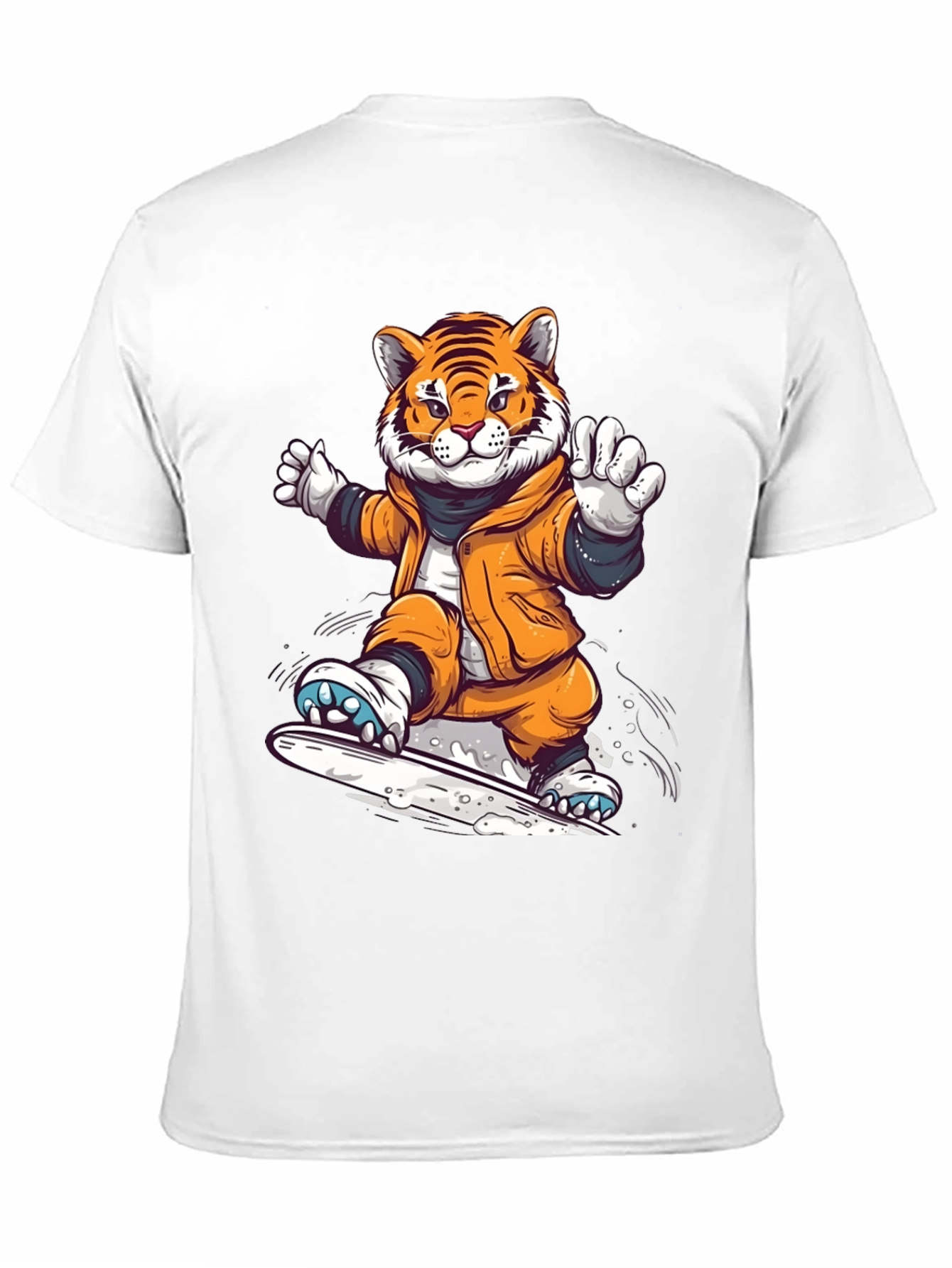 Black Cool Tiger Snowboarding Black T-Shirt view 11