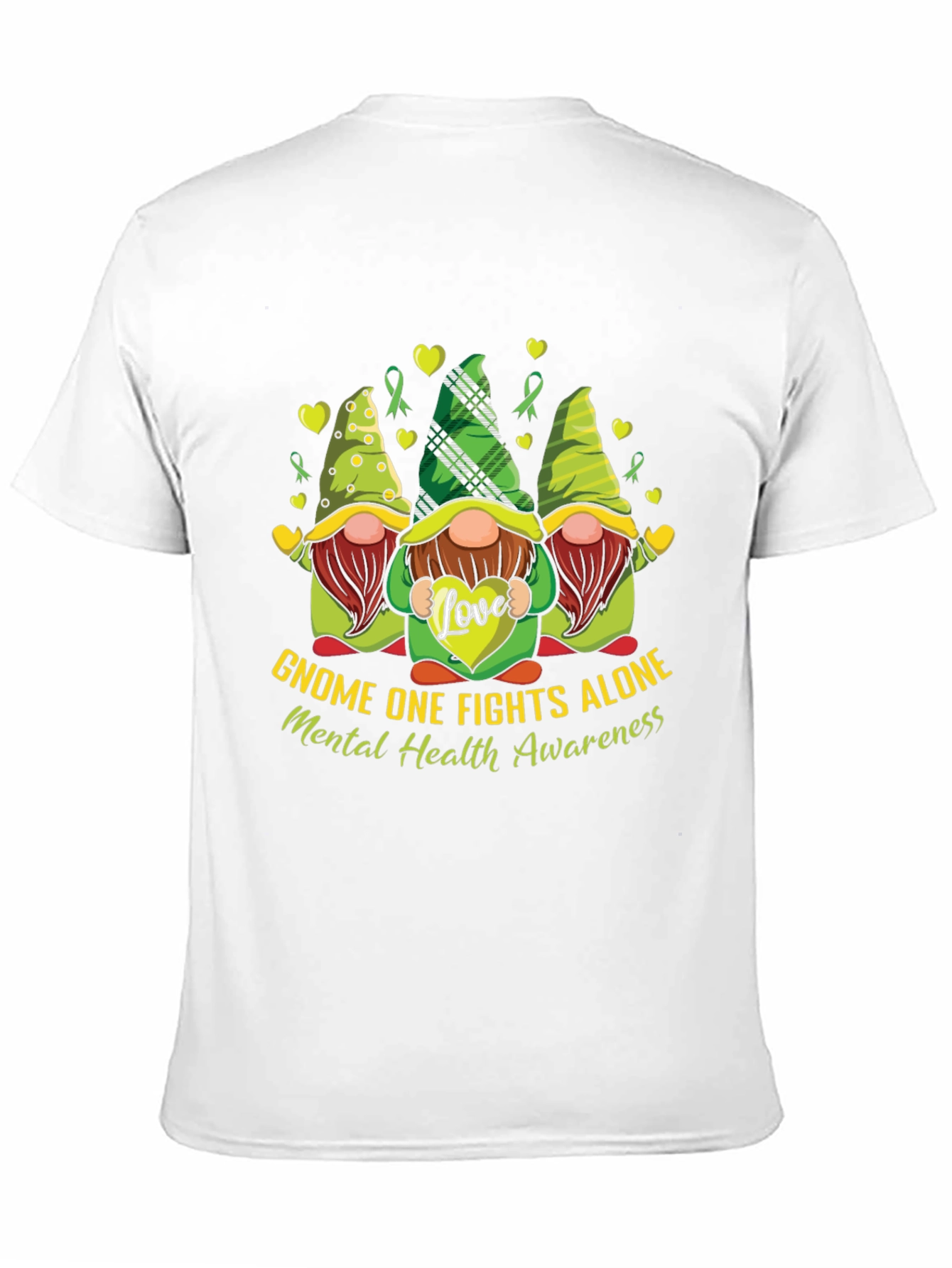 Black Gnome One Fights Alone Mental Health Awareness T-Shirt view 11