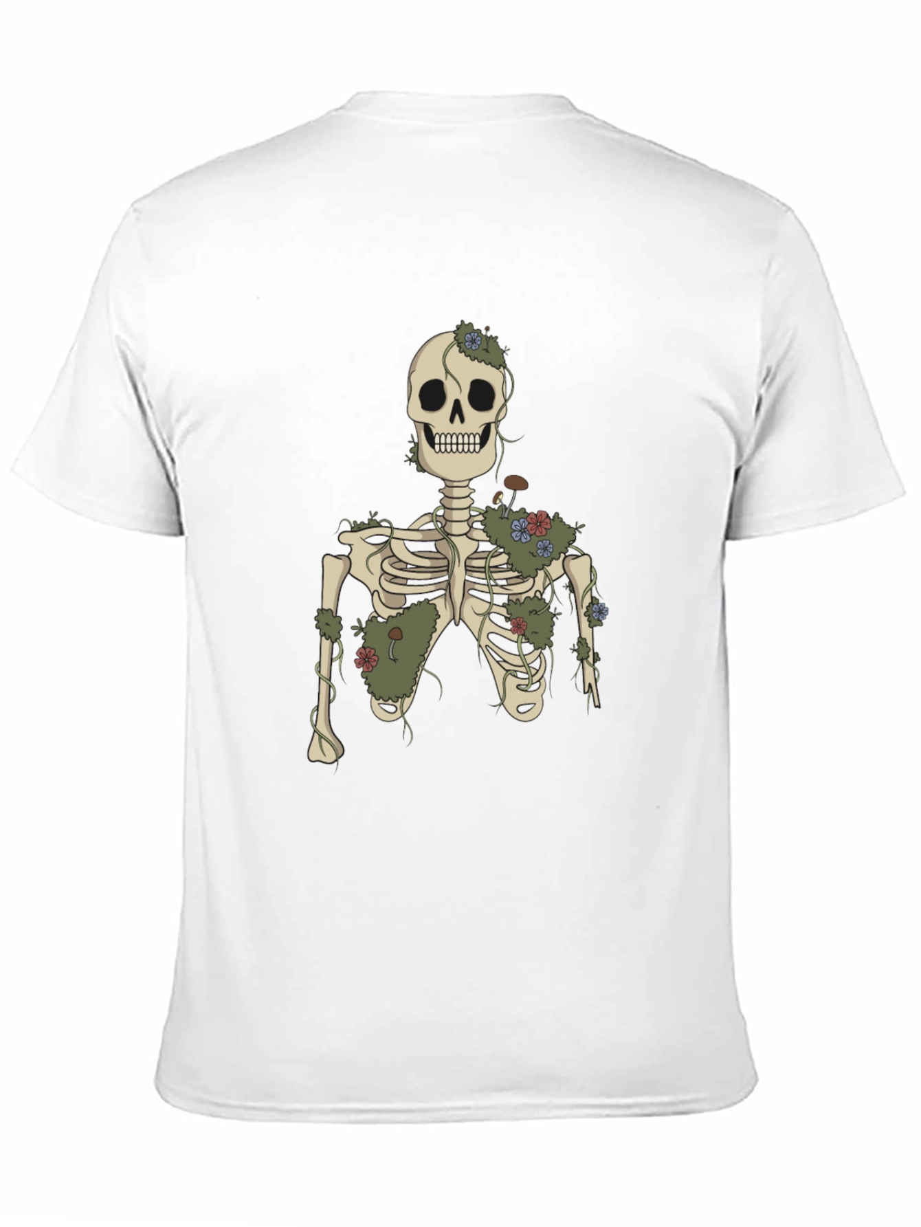 Black Floral Skeleton Graphic Tee - Black Cotton view 11