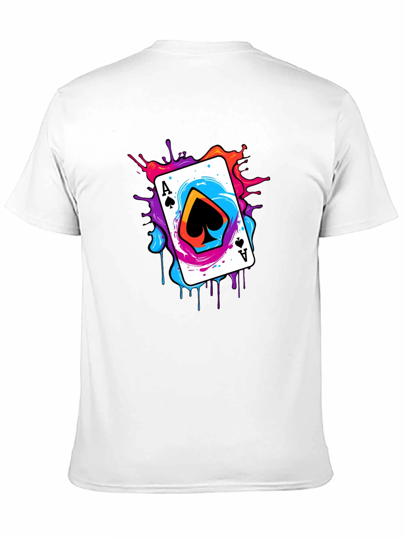 Black Ace of Spades Graphic Tee - Colorful Card Design view 11
