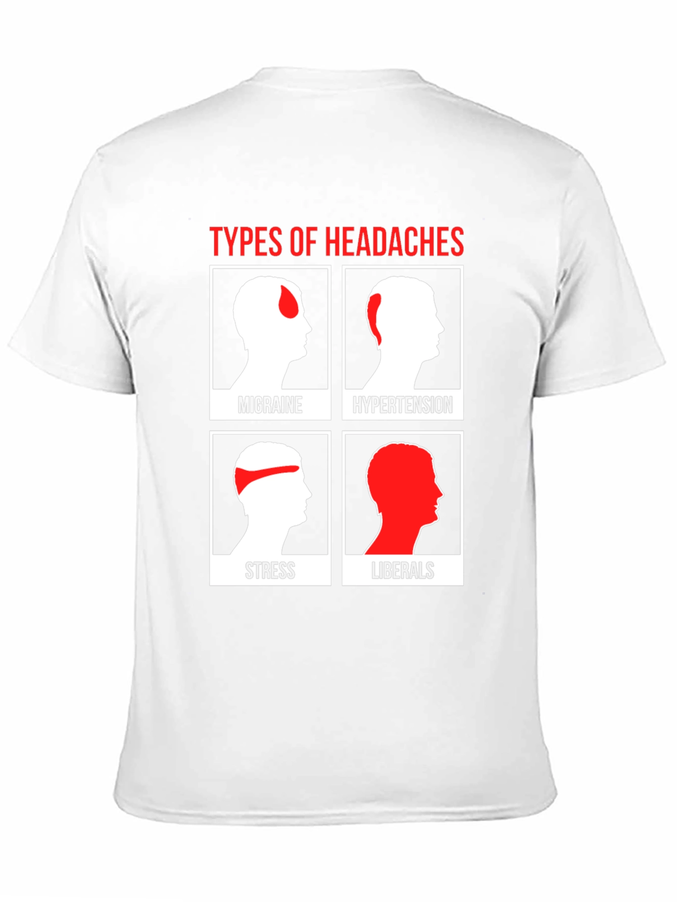 Black Types of Headaches Humor T-Shirt view 11