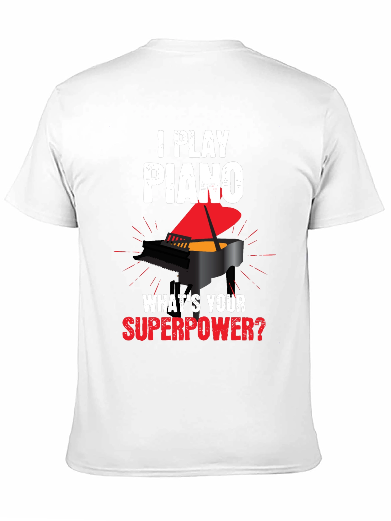 Black I Play Piano Superpower Graphic T-Shirt view 11