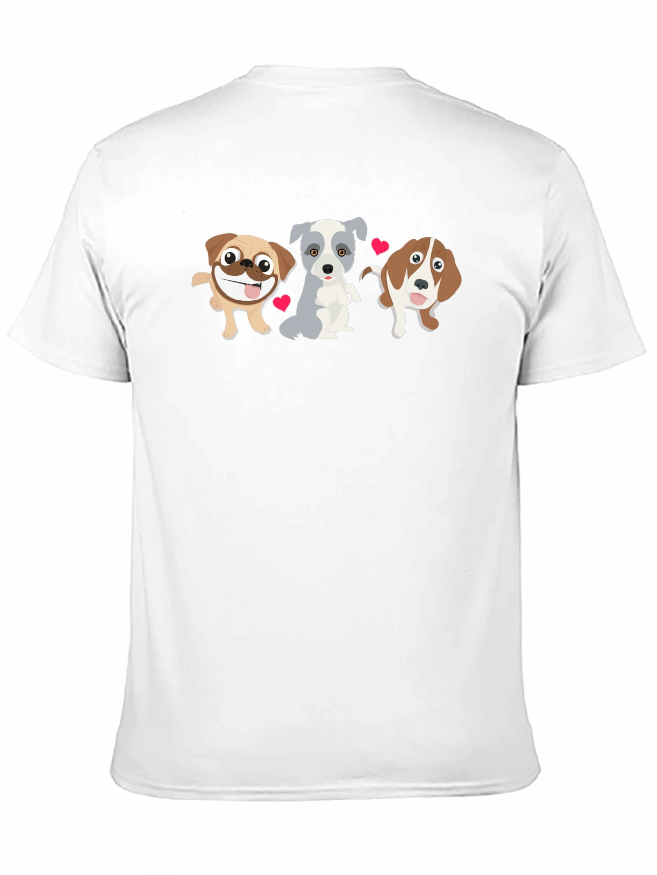 Black Cute Cartoon Dogs Black T-Shirt view 11