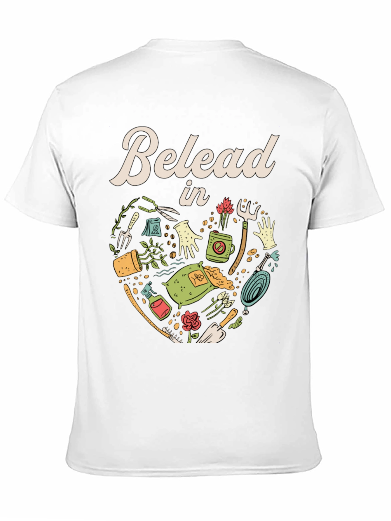 Black Gardening T-Shirt - "Belead in" Design - Black view 11