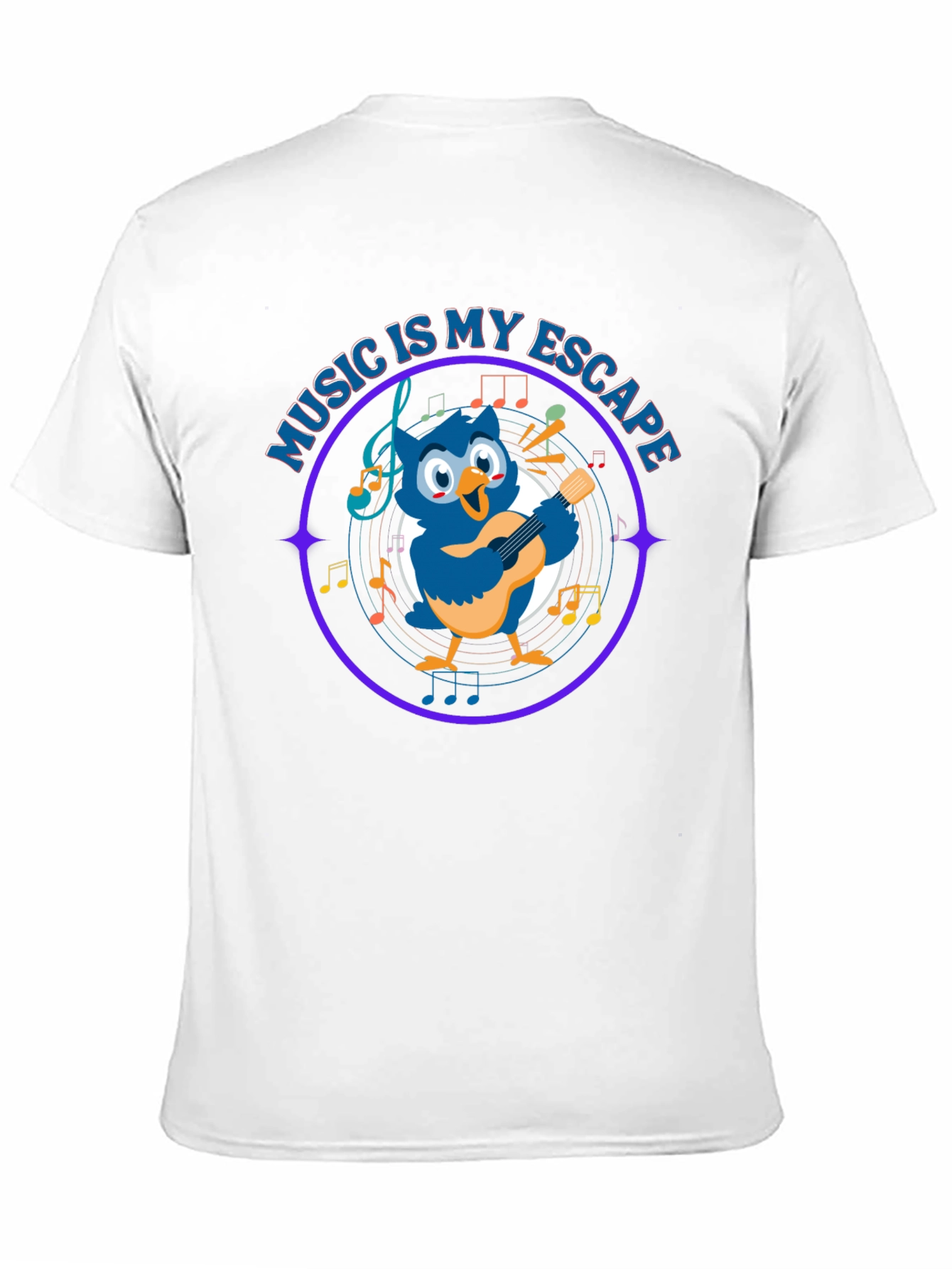 Black Music Is My Escape T-Shirt with Cartoon Owl view 11