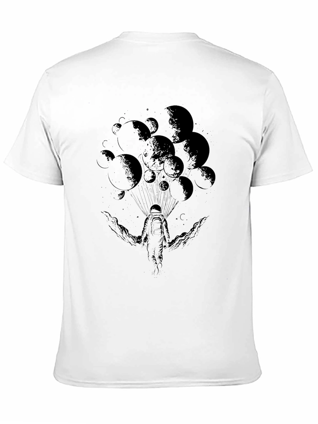 Black Astronaut Moon Graphic Tee - Black Cotton T-Shirt view 11
